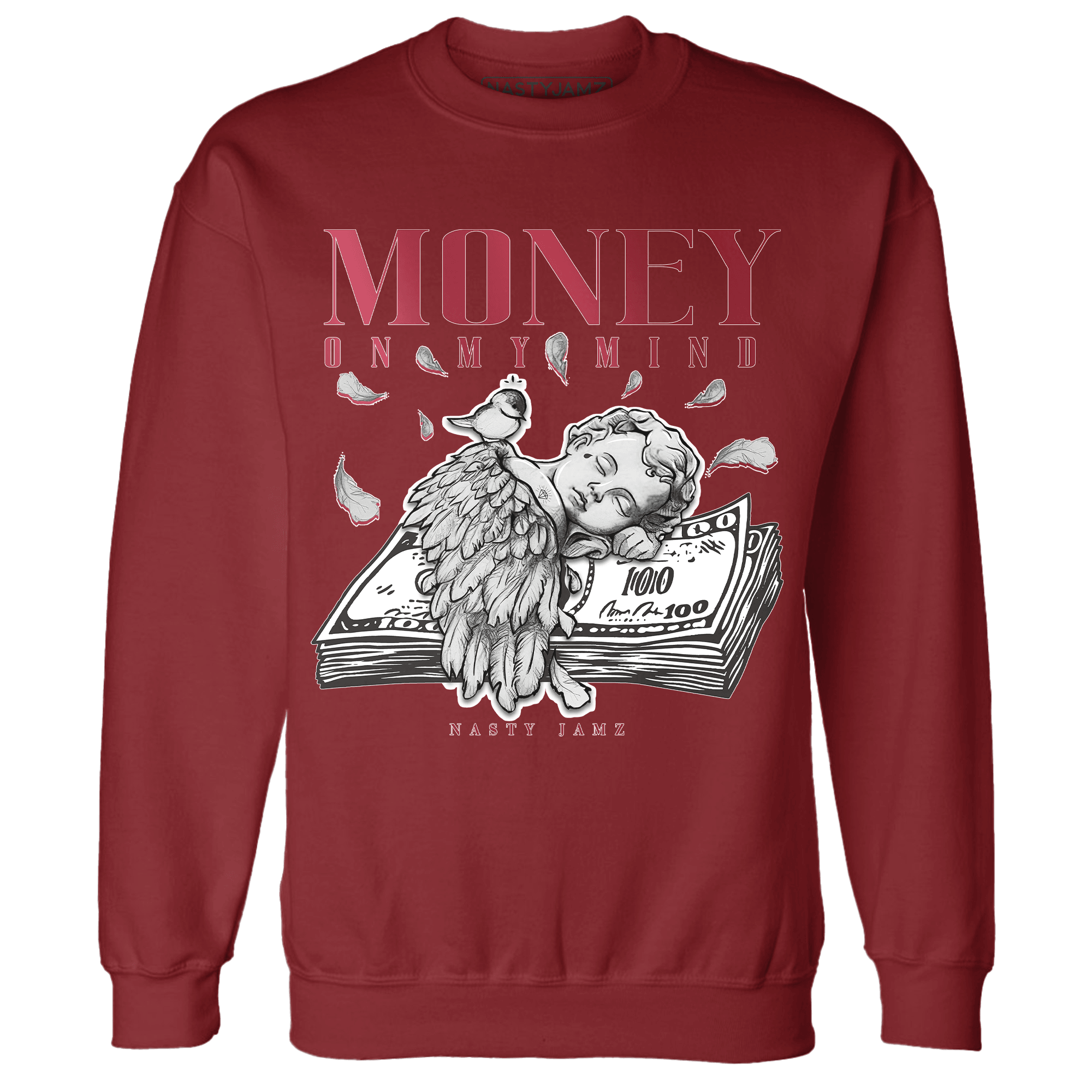 High 85 Metallic Burgundy 1s Sweatshirt Match Money On My Mind Angel - NastyJamz