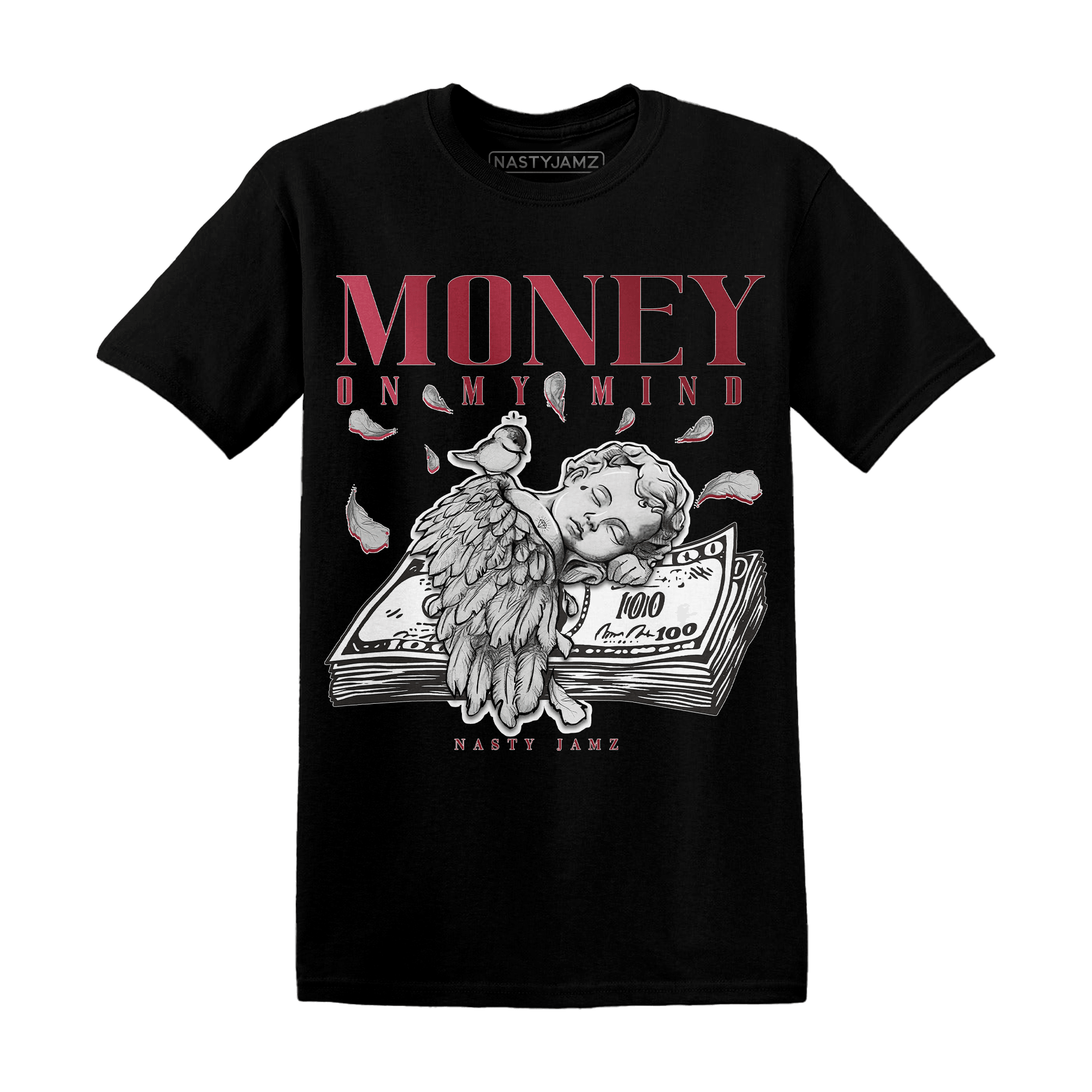 High 85 Metallic Burgundy 1s T Shirt Match Money On My Mind Angel - NastyJamz