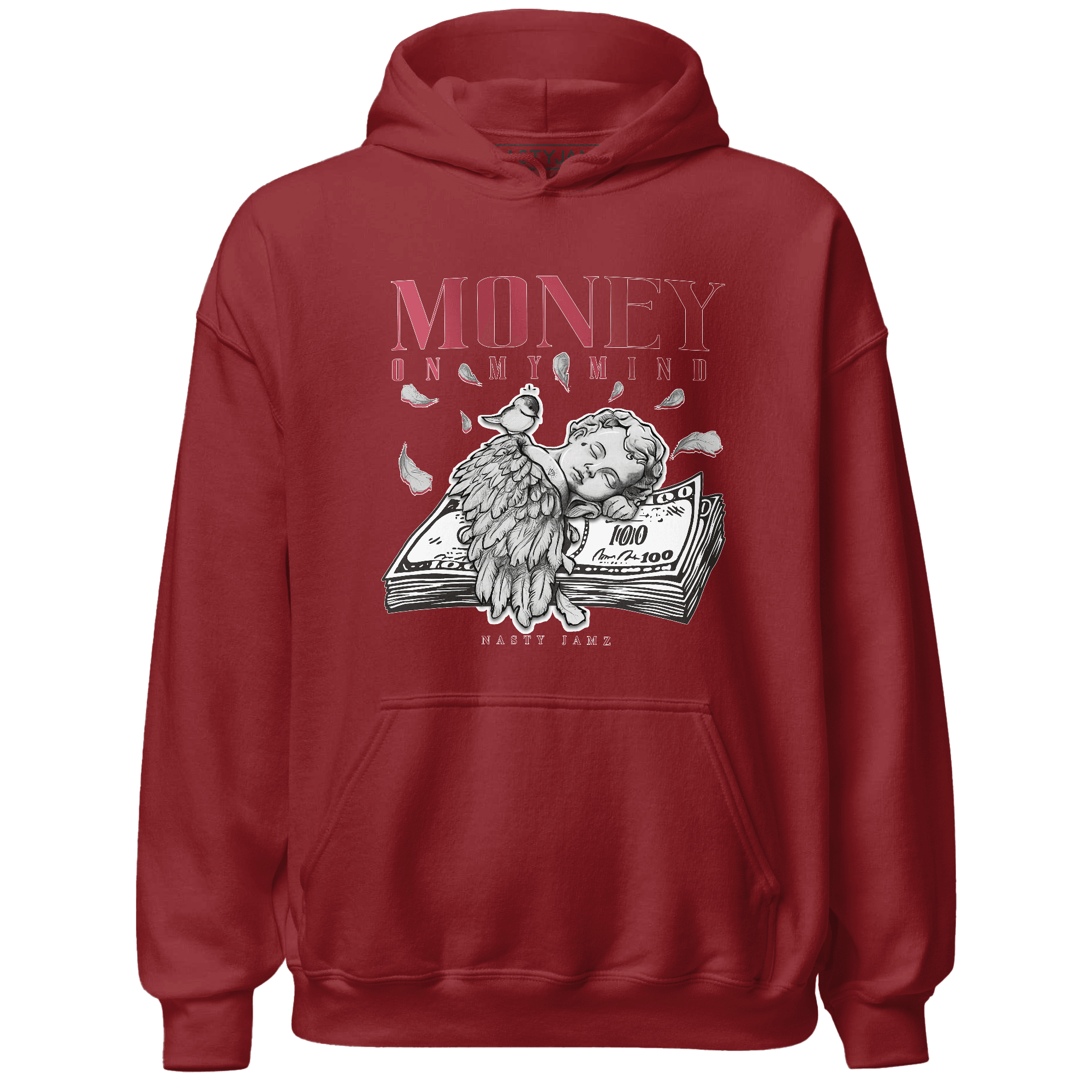 High 85 Metallic Burgundy 1s Hoodie Match Money On My Mind Angel - NastyJamz