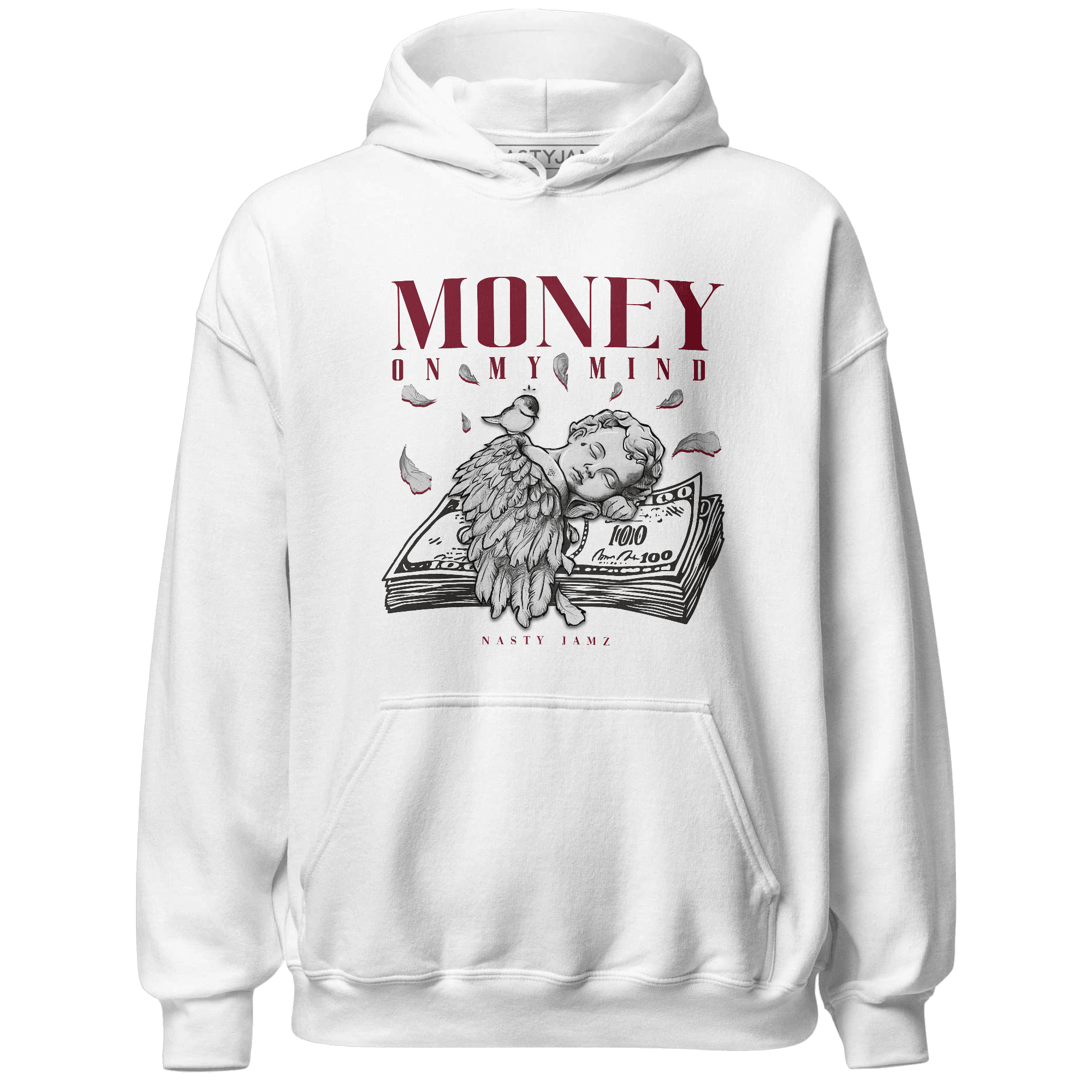 High White Team Red 1s Hoodie Match Money On My Mind Angel - NastyJamz