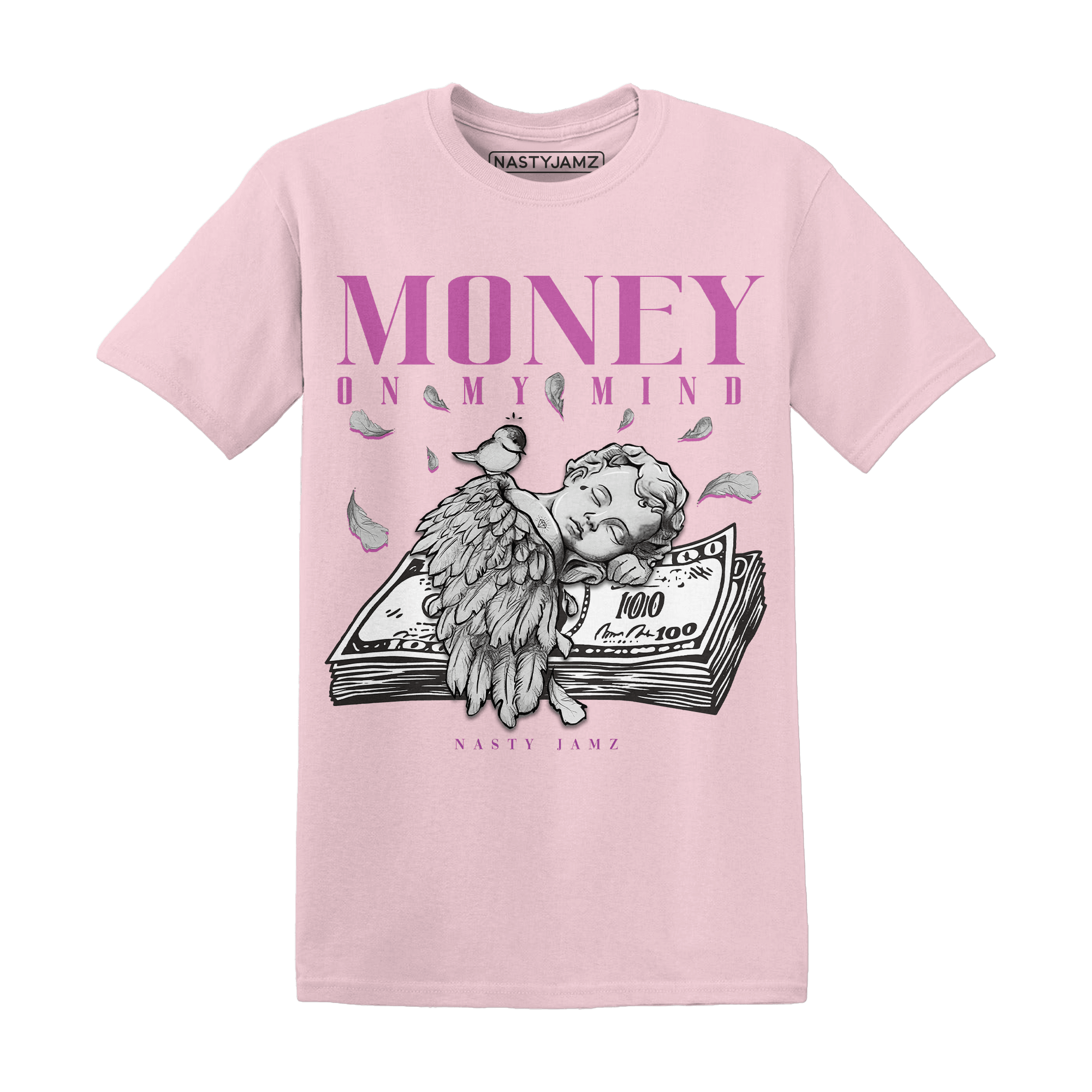 GS Hyper Violet 4s T Shirt Money On My Mind Angel - NastyJamz