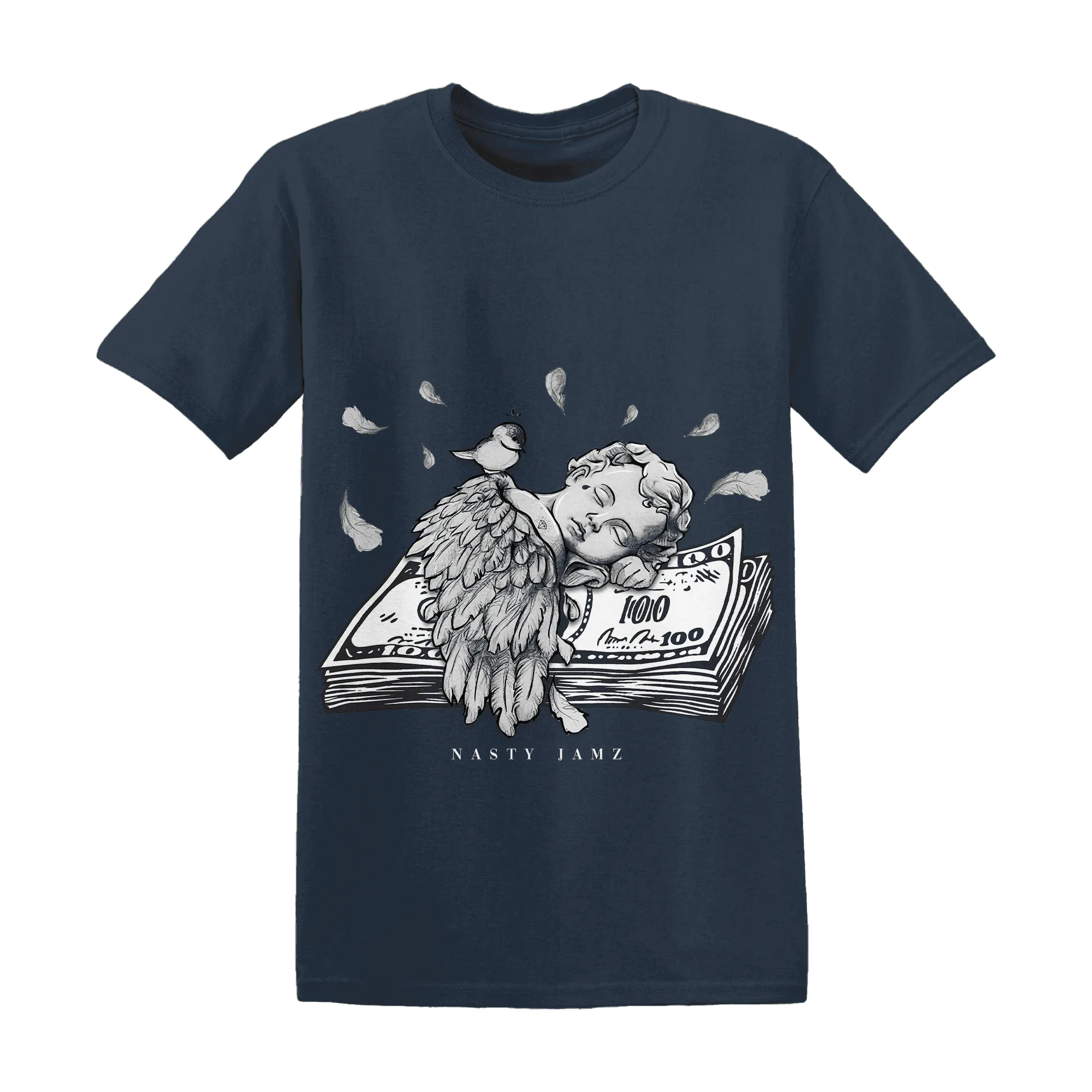 White-Navy-6s-T-Shirt-Match-Money-On-My-Mind-Angel