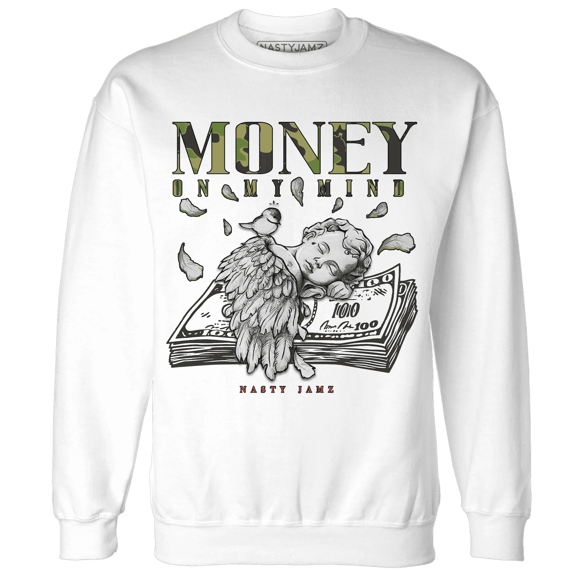 AM-90-Dark-Sage-Solar-Red-Sweatshirt-Match-Money-On-My-Mind-Angel