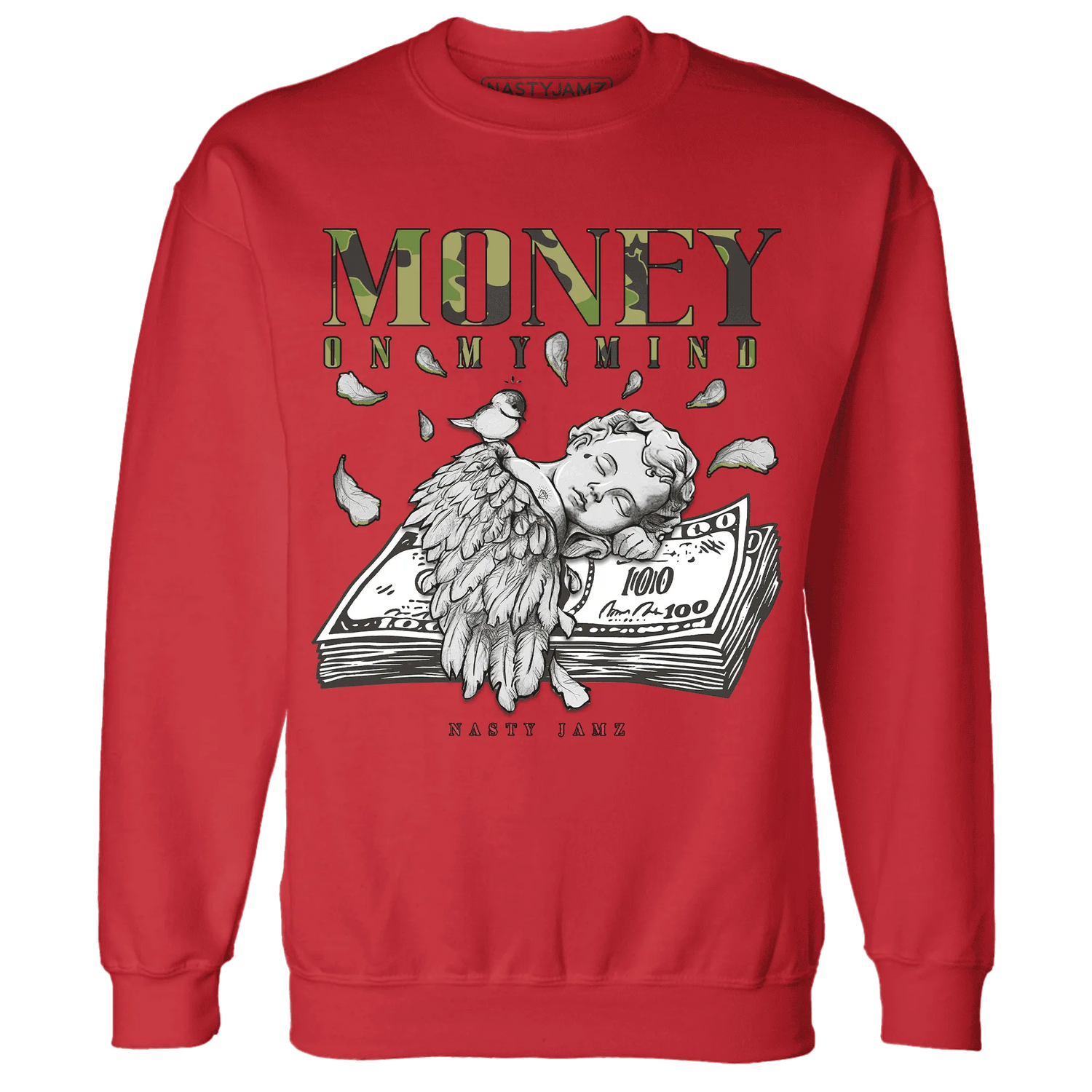 AM-90-Dark-Sage-Solar-Red-Sweatshirt-Match-Money-On-My-Mind-Angel