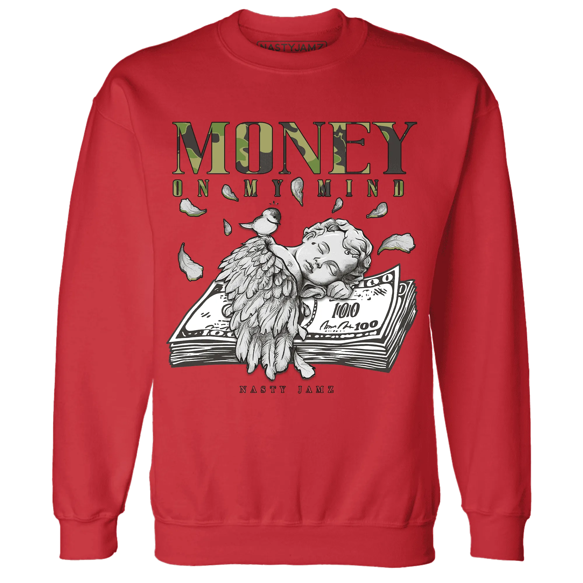 AM-90-Dark-Sage-Solar-Red-Sweatshirt-Match-Money-On-My-Mind-Angel