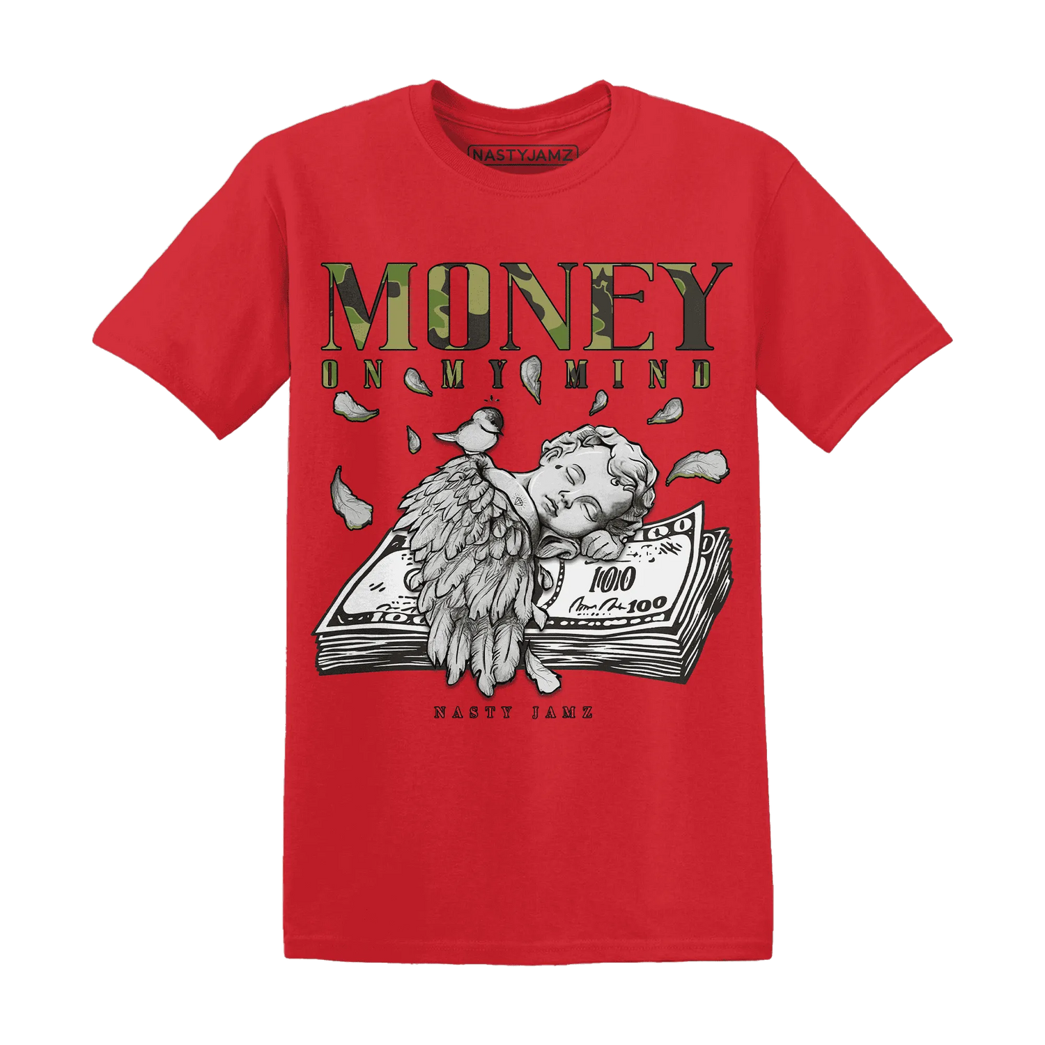 AM-90-Dark-Sage-Solar-Red-T-Shirt-Match-Money-On-My-Mind-Angel