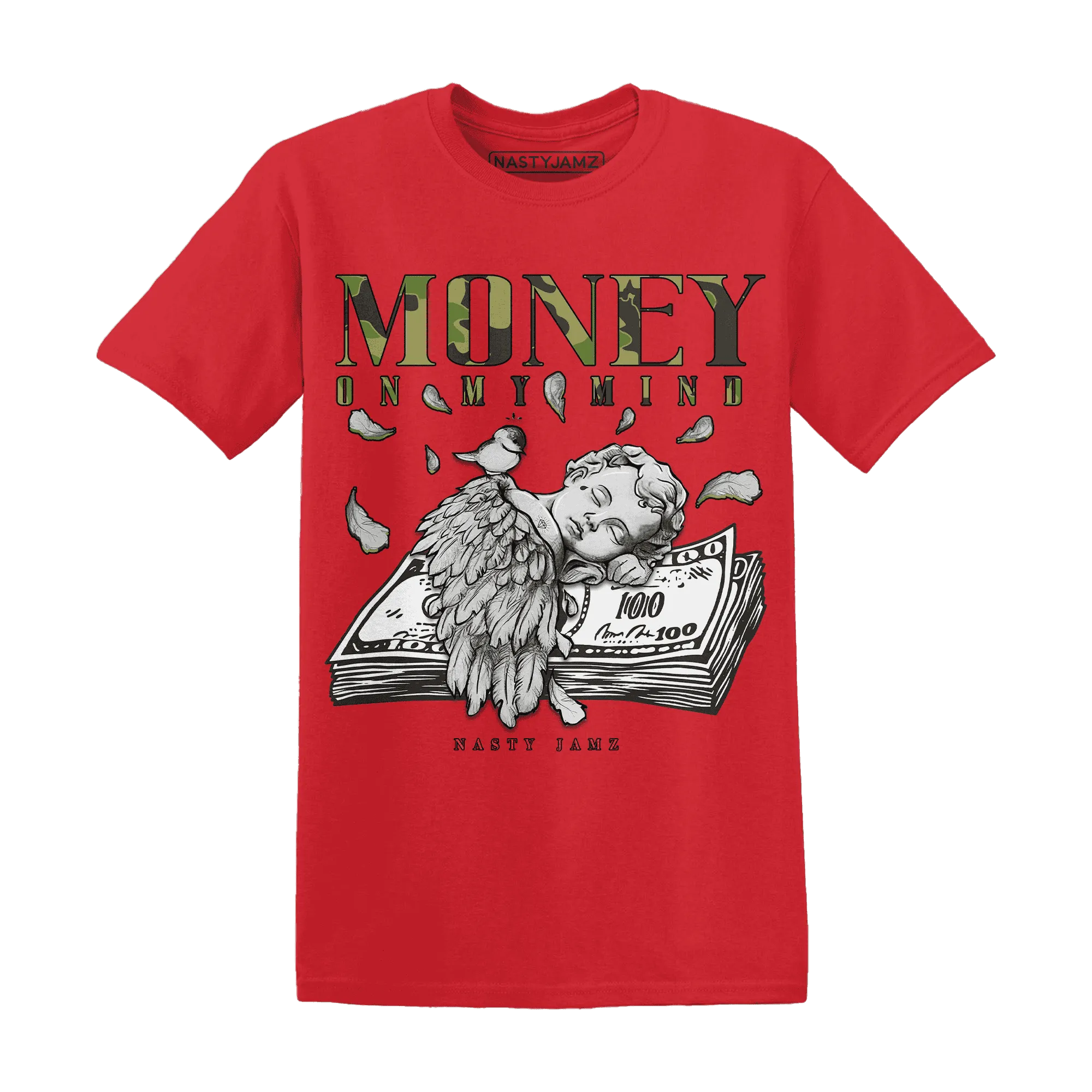 AM-90-Dark-Sage-Solar-Red-T-Shirt-Match-Money-On-My-Mind-Angel
