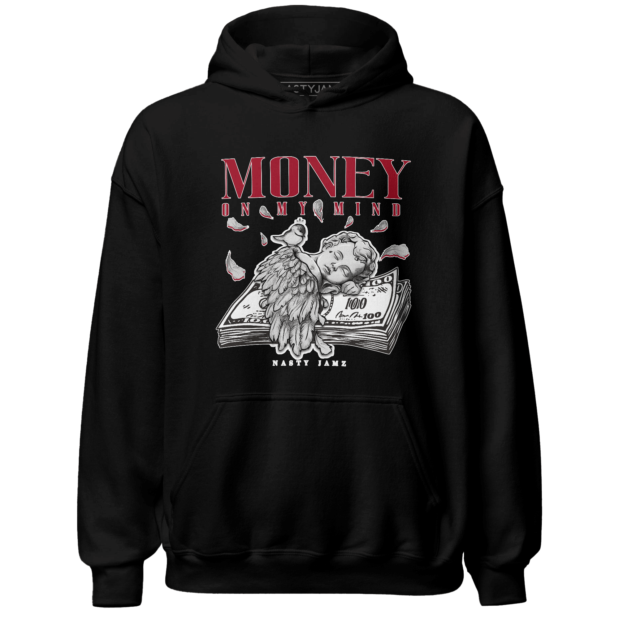 Retro Red Taxi 12s Hoodie Match Money On My Mind Angel - NastyJamz