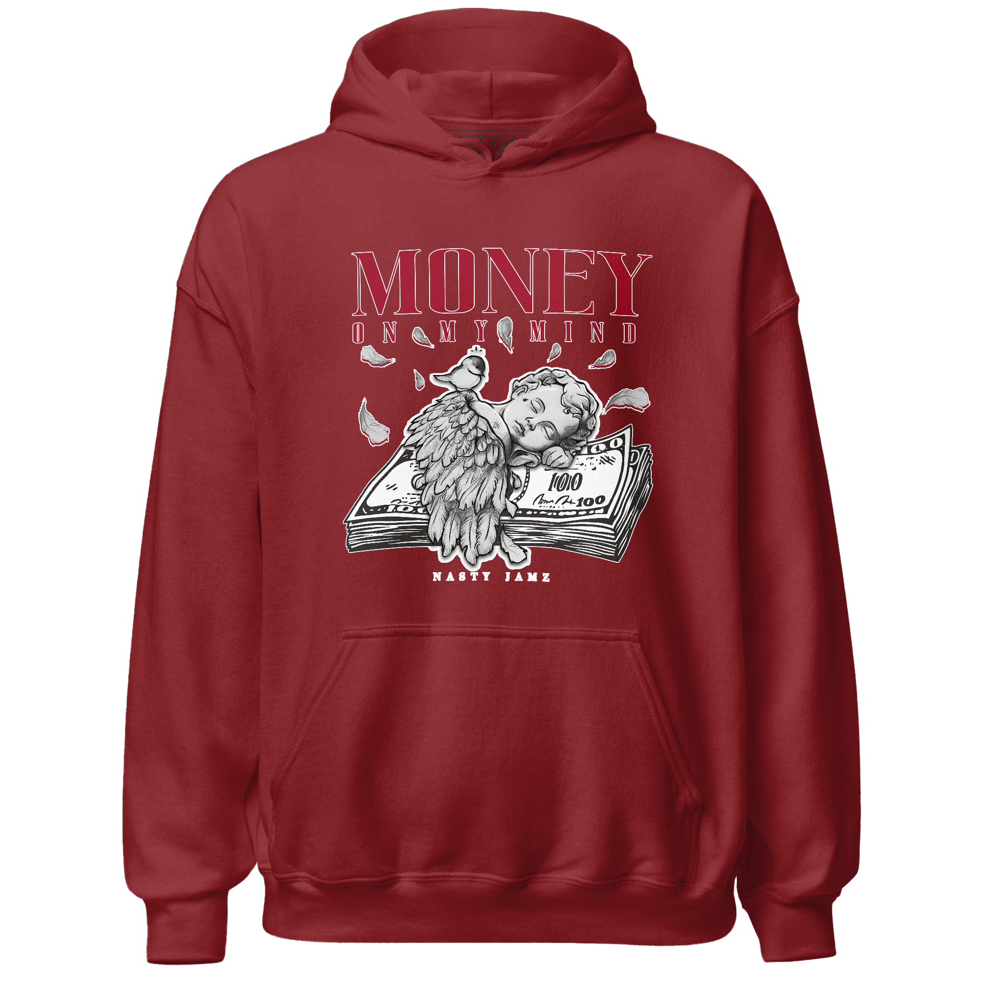 Retro Red Taxi 12s Hoodie Match Money On My Mind Angel - NastyJamz