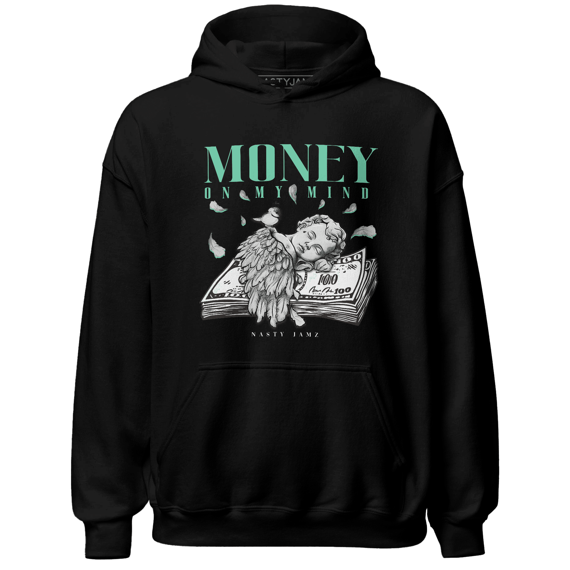 High OG Green Glow 1s Hoodie Match Money On My Mind Angel - NastyJamz