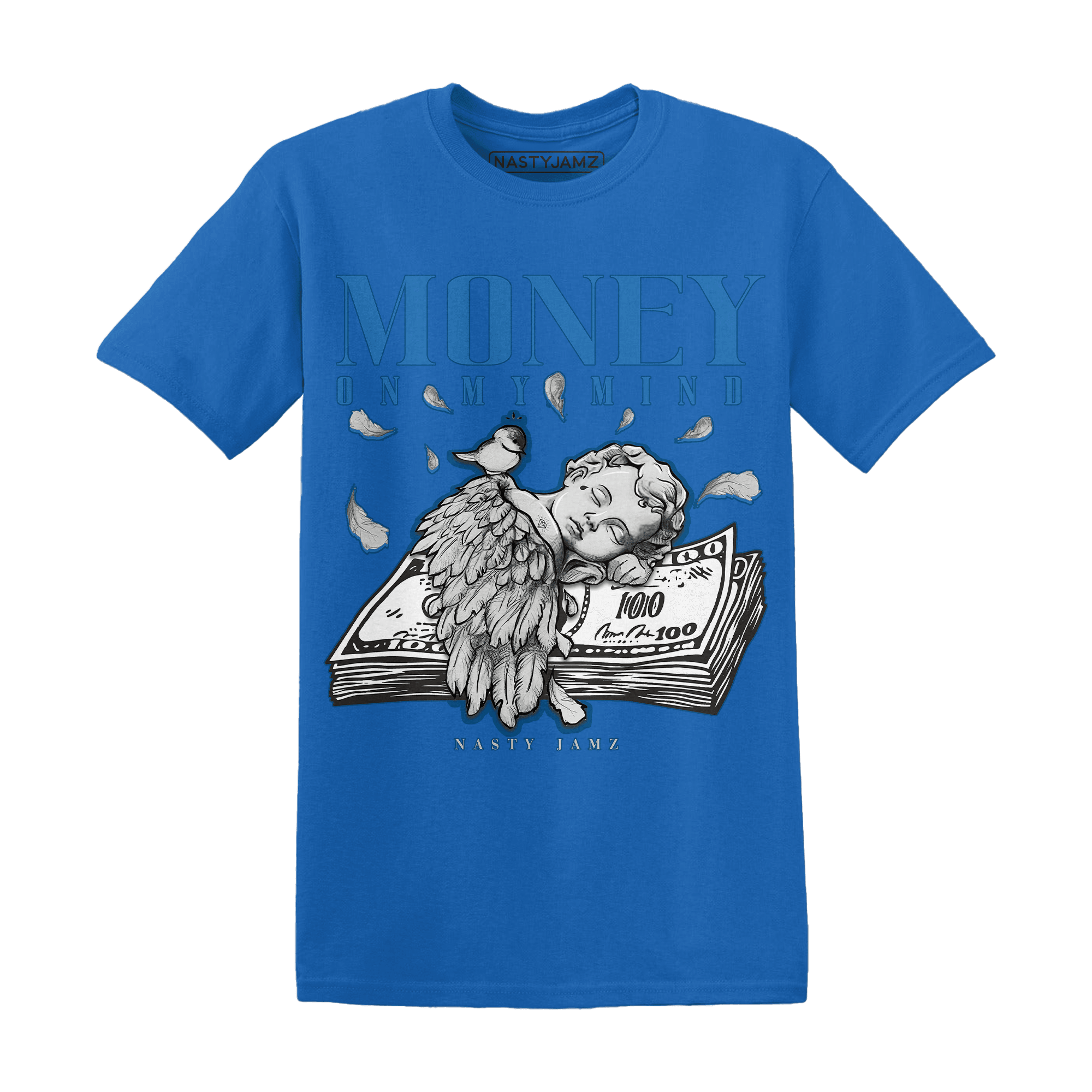 Industrial Blue 4s T Shirt Money On My Mind Angel - NastyJamz