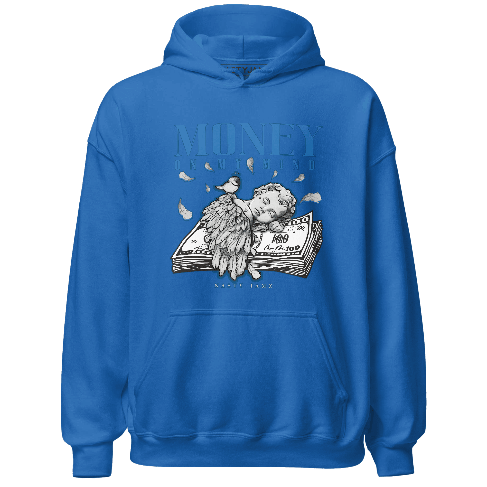 Industrial Blue 4s Hoodie Match Money On My Mind Angel - NastyJamz