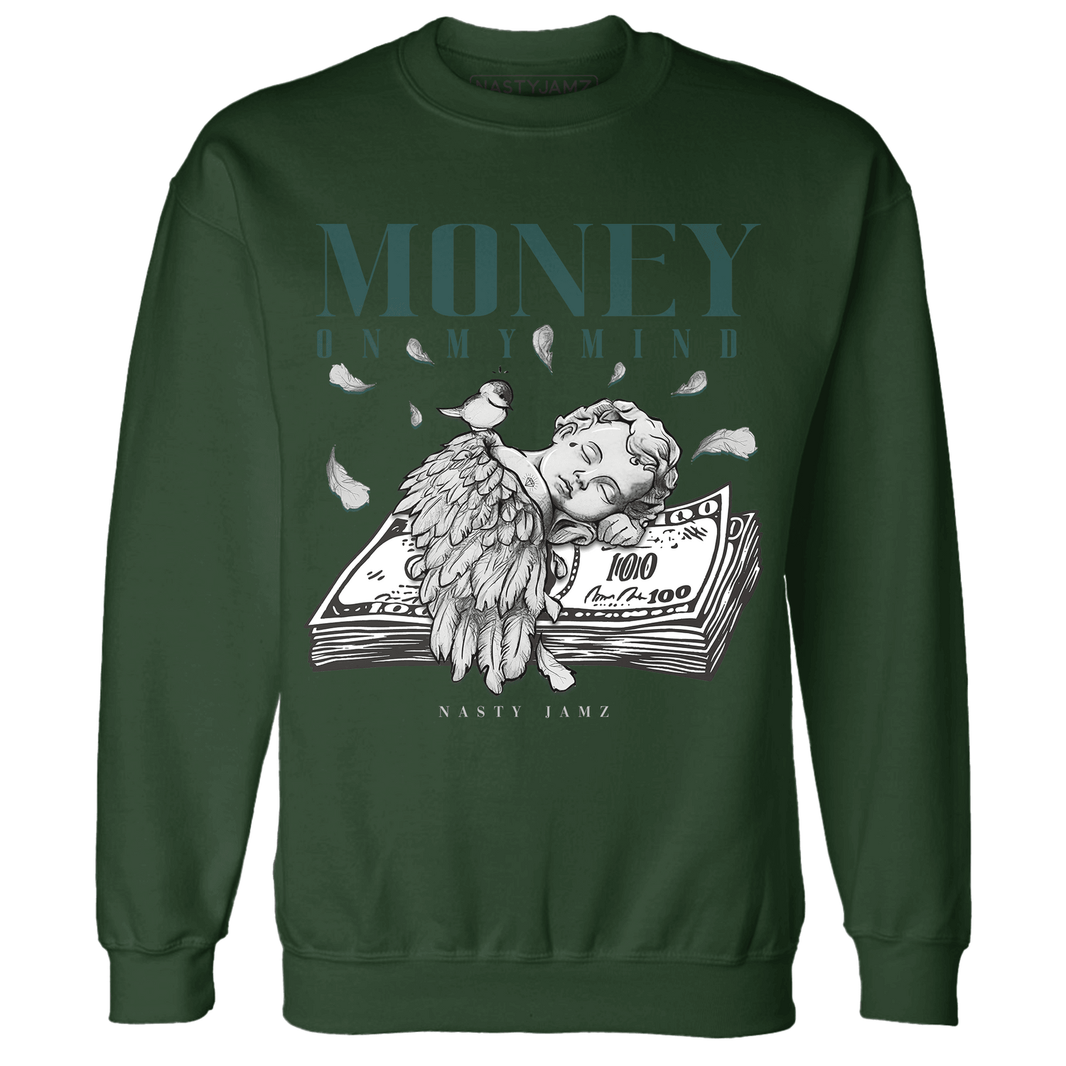 Oxidized Green 4s Sweatshirt Match Money On My Mind Angel - NastyJamz