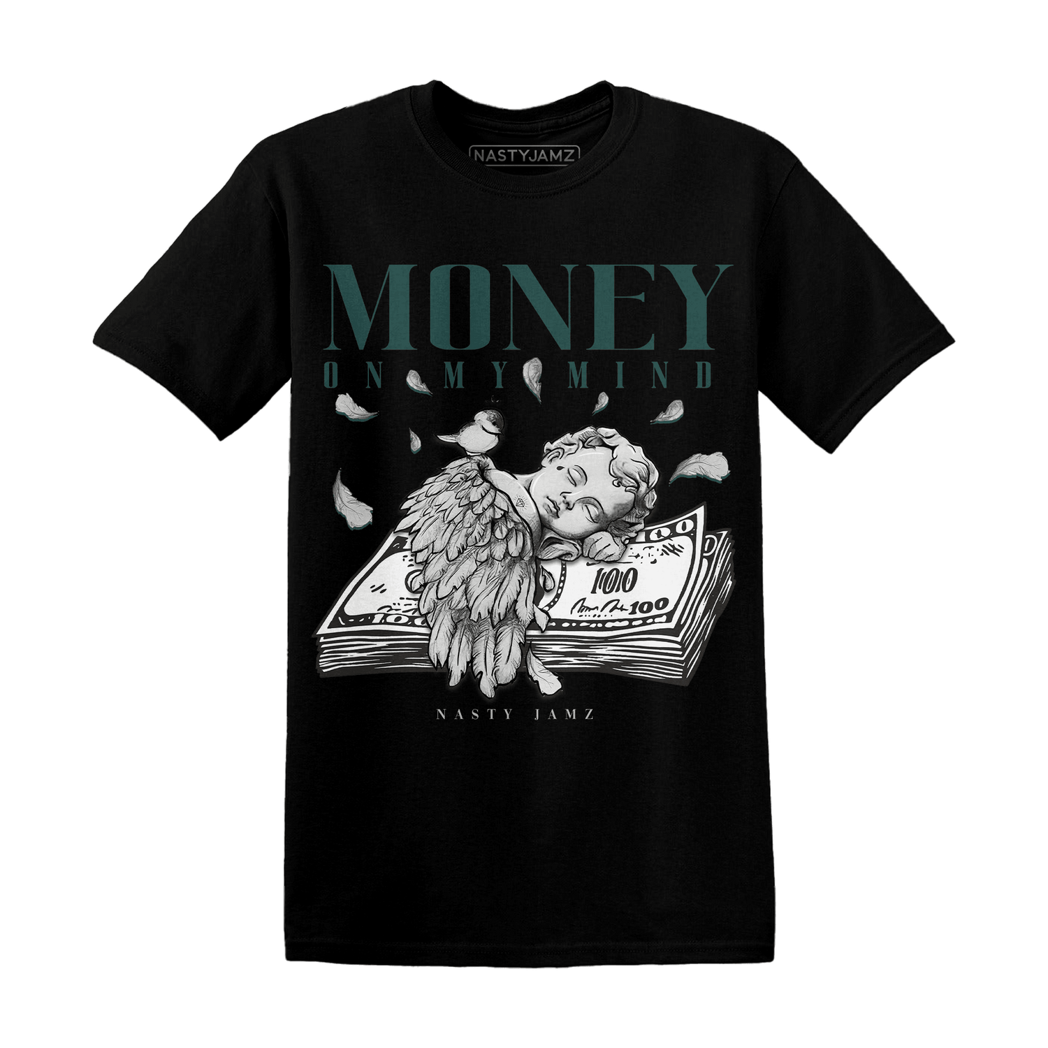 Oxidized Green 4s T Shirt Money On My Mind Angel - NastyJamz