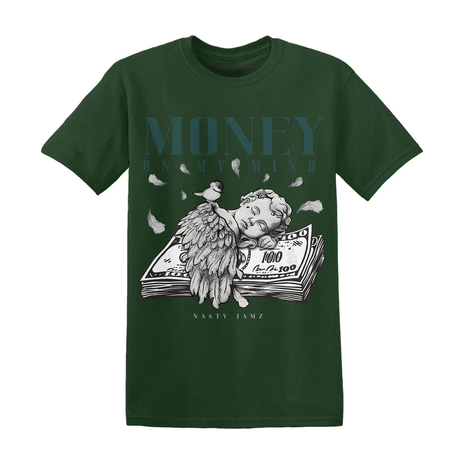 Oxidized Green 4s T Shirt Money On My Mind Angel - NastyJamz