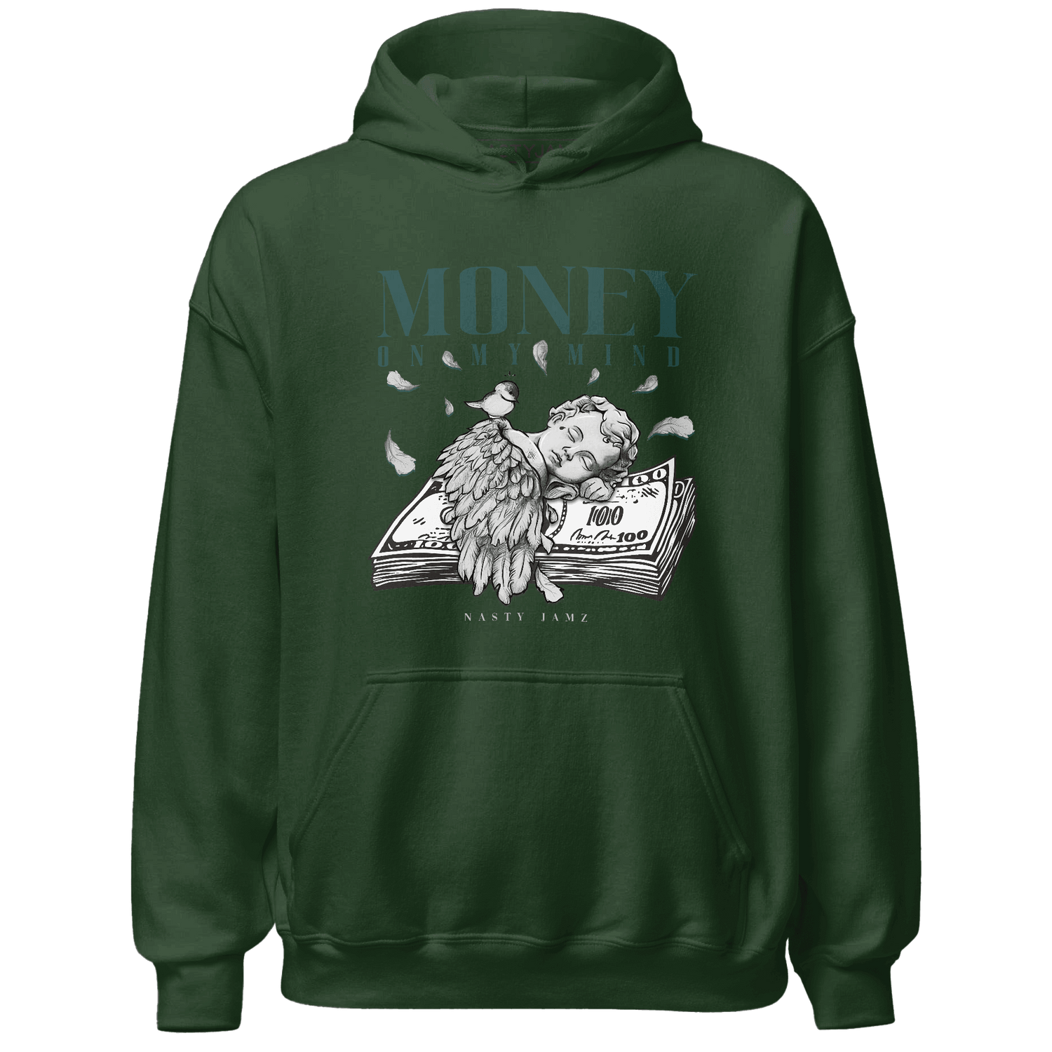 Oxidized Green 4s Hoodie Match Money On My Mind Angel - NastyJamz