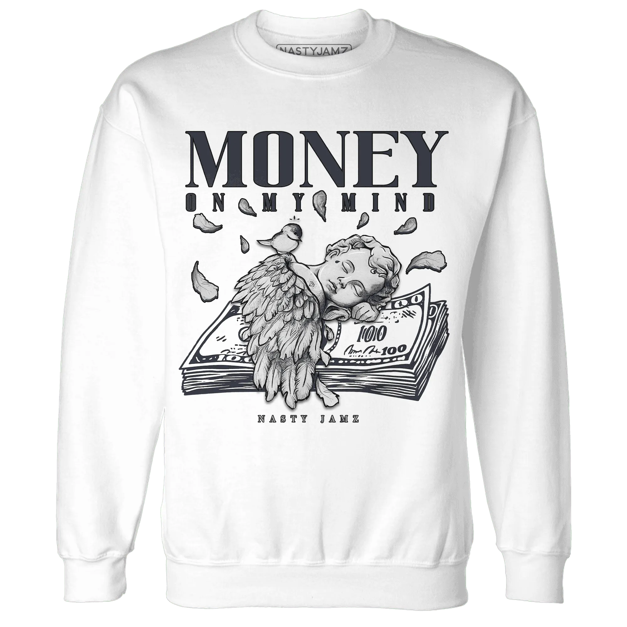 VaporMax-Plus-Midnight-Navy-White-Metallic-Silver-Sweatshirt-Match-Money-On-My-Mind-Angel
