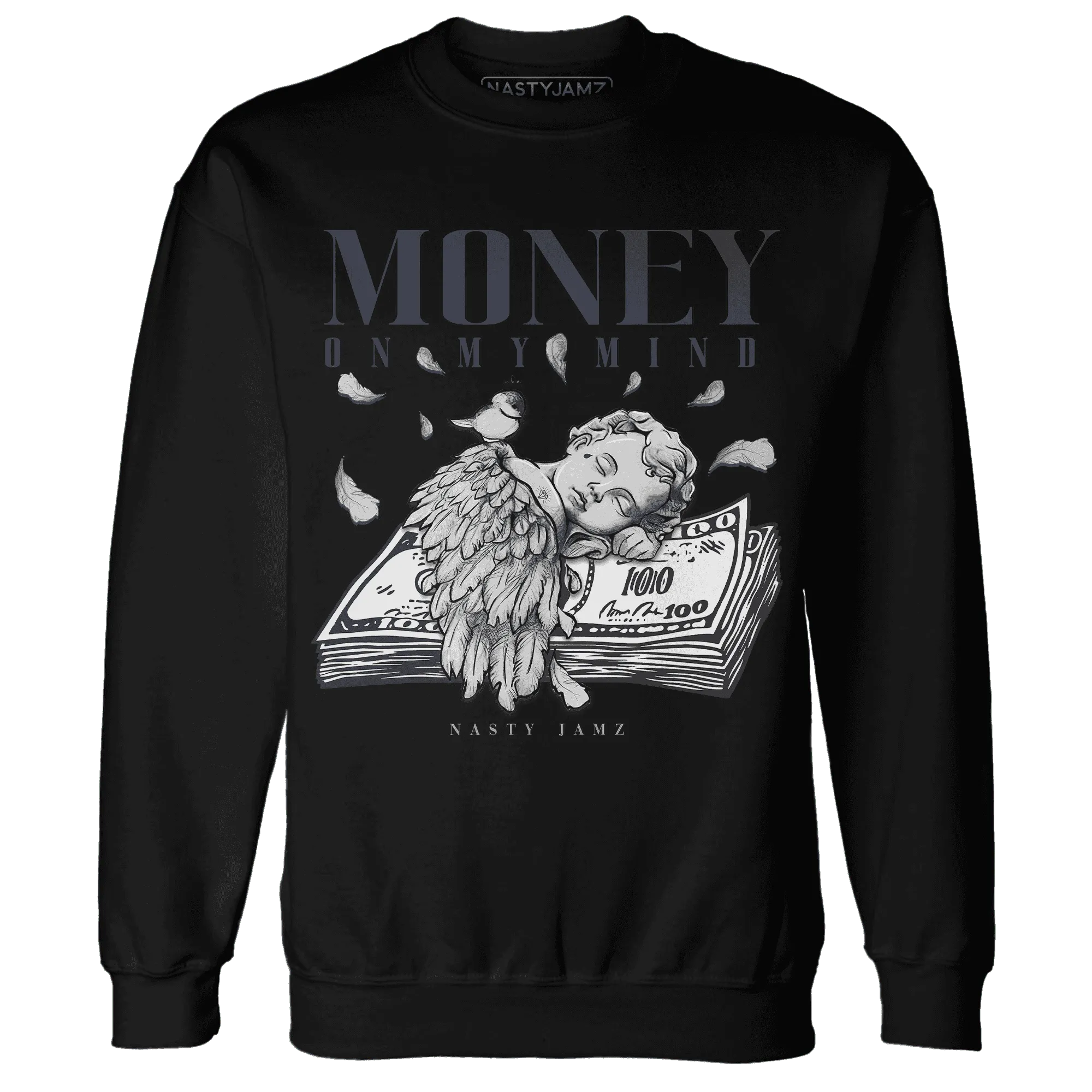 VaporMax-Plus-Midnight-Navy-White-Metallic-Silver-Sweatshirt-Match-Money-On-My-Mind-Angel