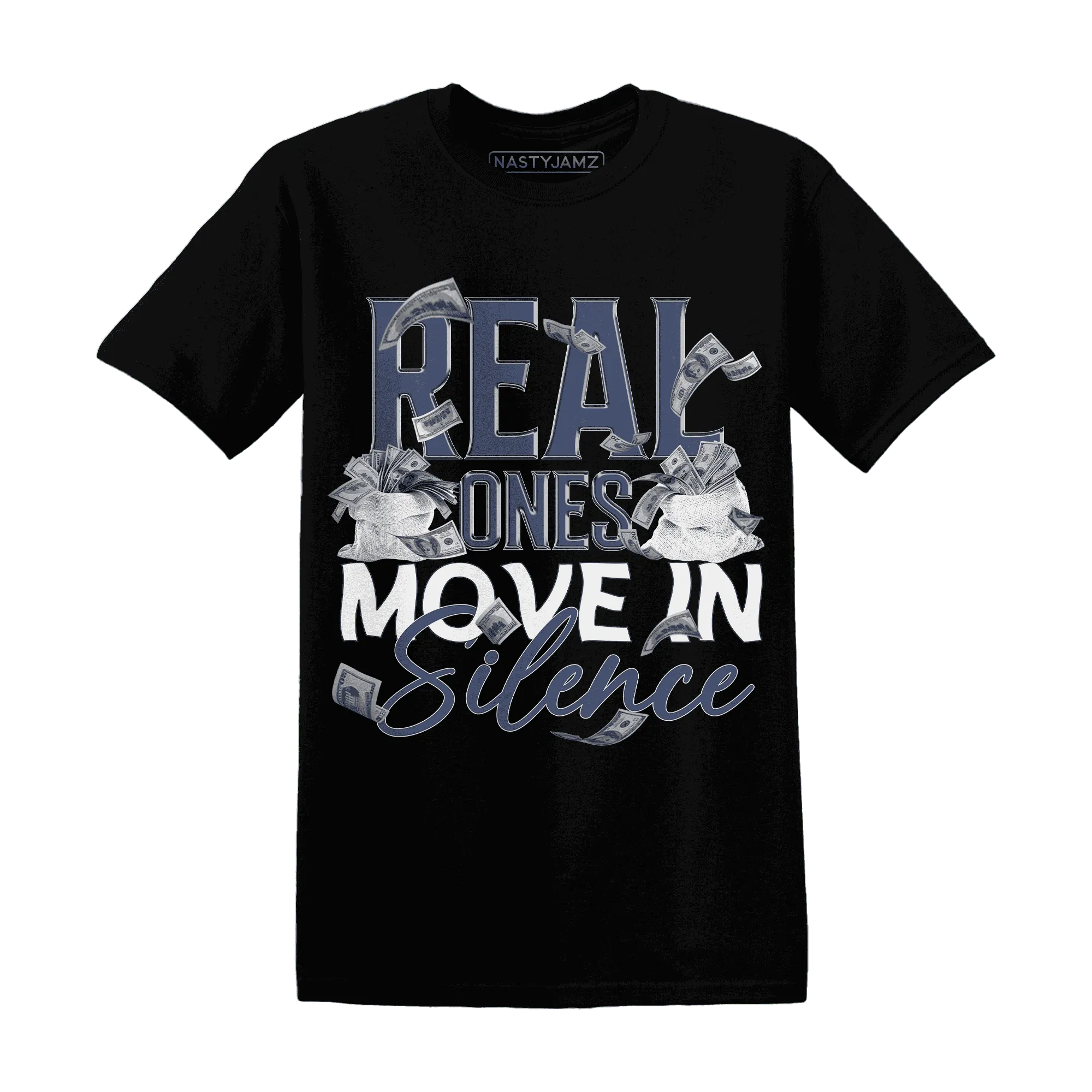 Low-Diffused-Blue-11s-T-Shirt-Match-Move-In-Silence-Money