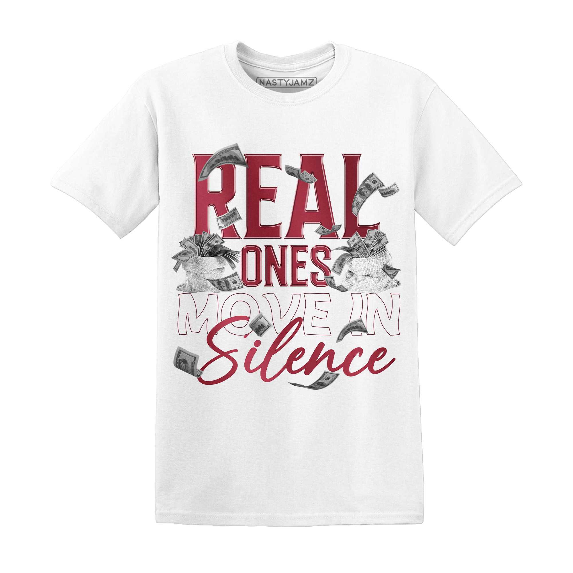 High 85 Metallic Burgundy 1s T Shirt Match Move In Silence Money - NastyJamz