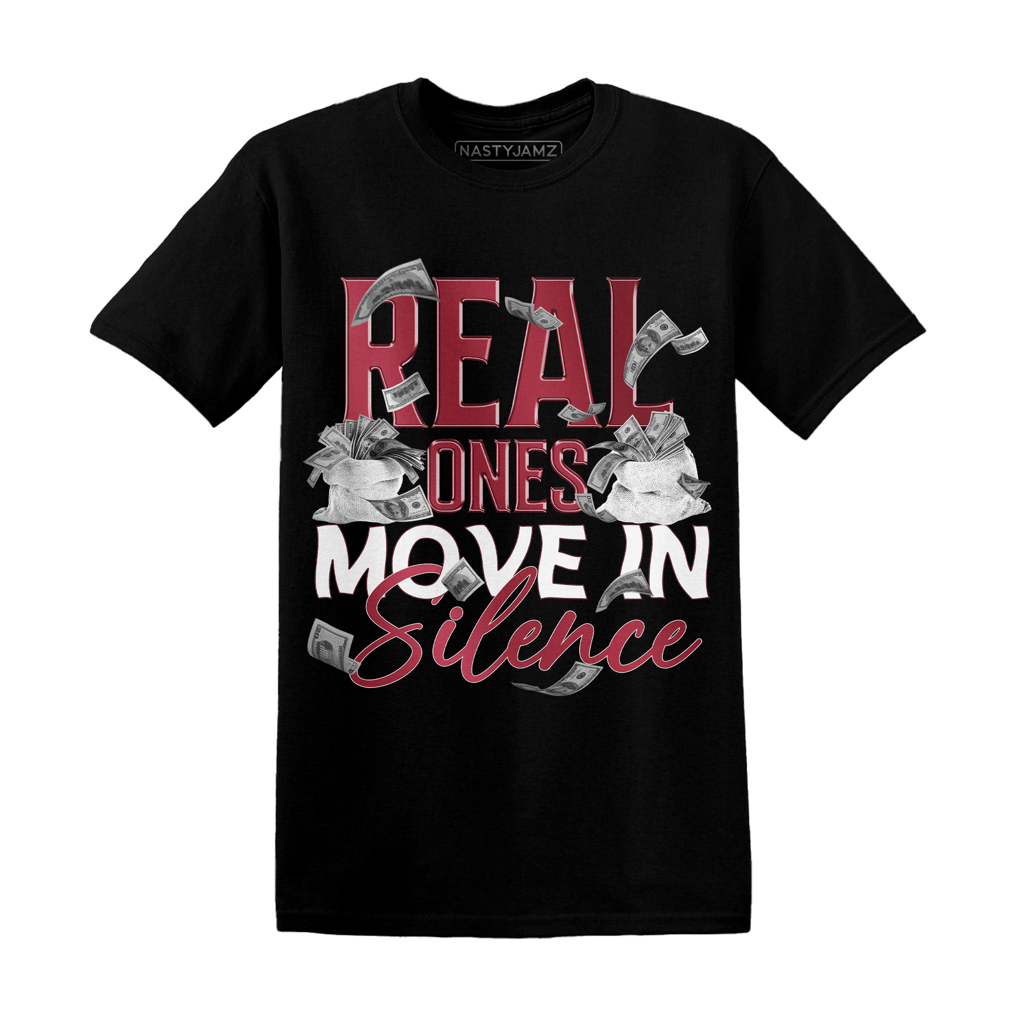High 85 Metallic Burgundy 1s T Shirt Match Move In Silence Money - NastyJamz