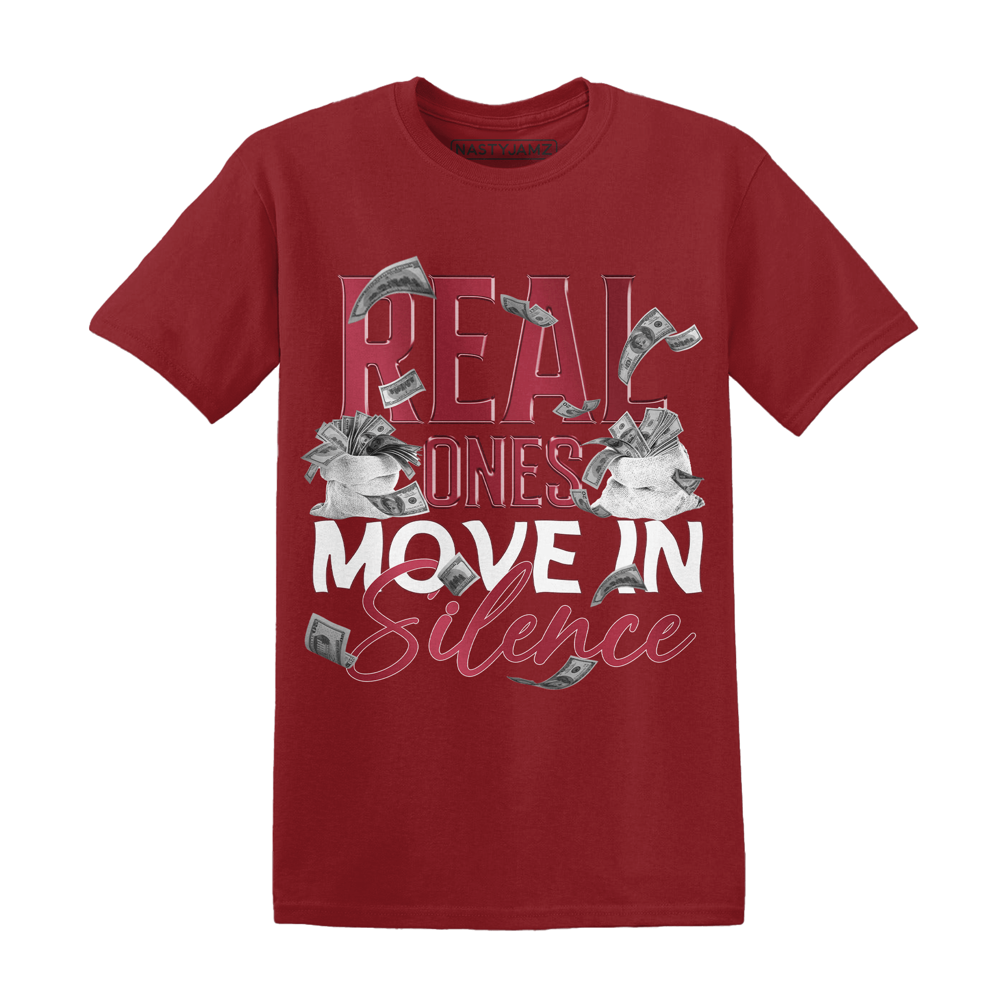 High 85 Metallic Burgundy 1s T Shirt Match Move In Silence Money - NastyJamz