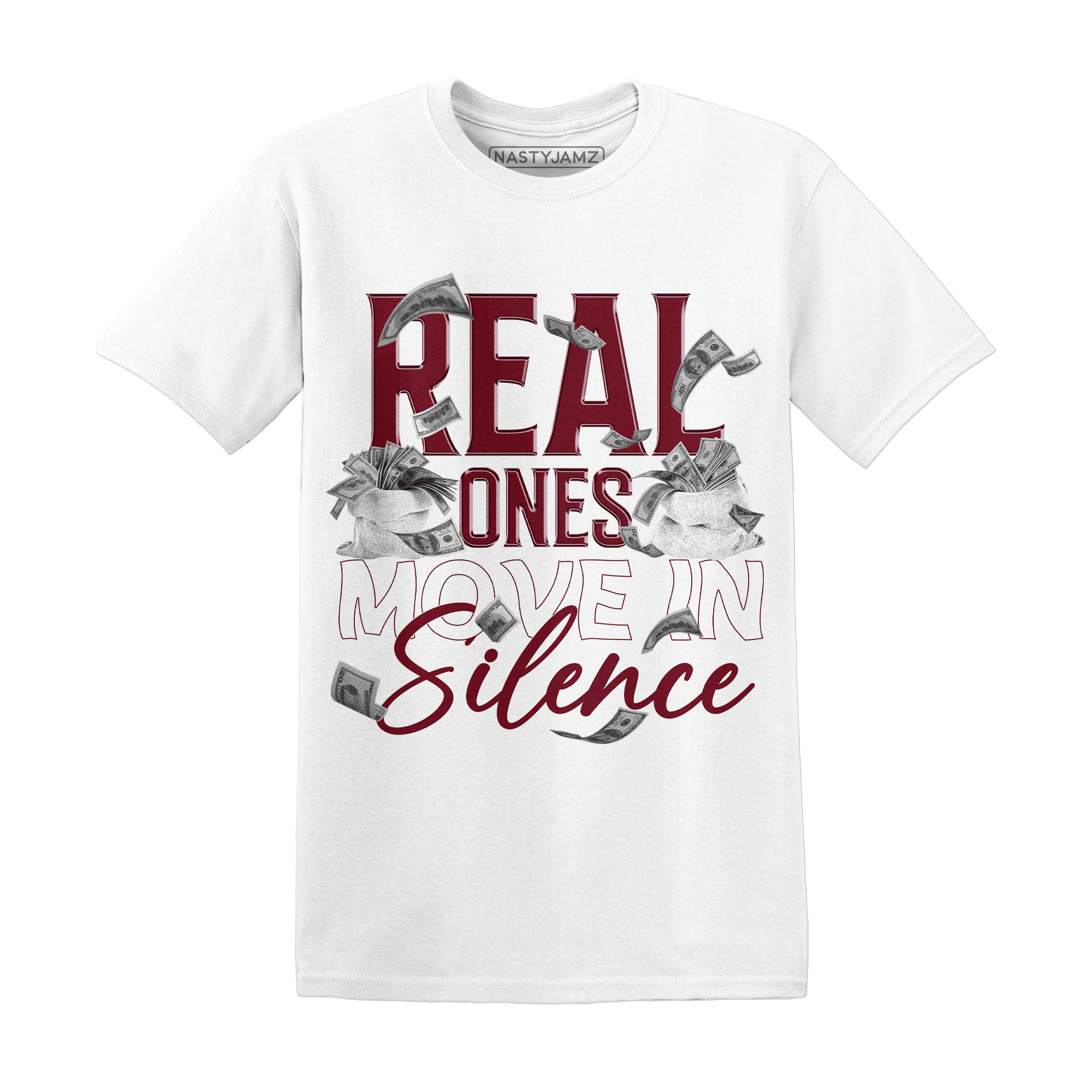 High White Team Red 1s T Shirt Match Move In Silence Money - NastyJamz