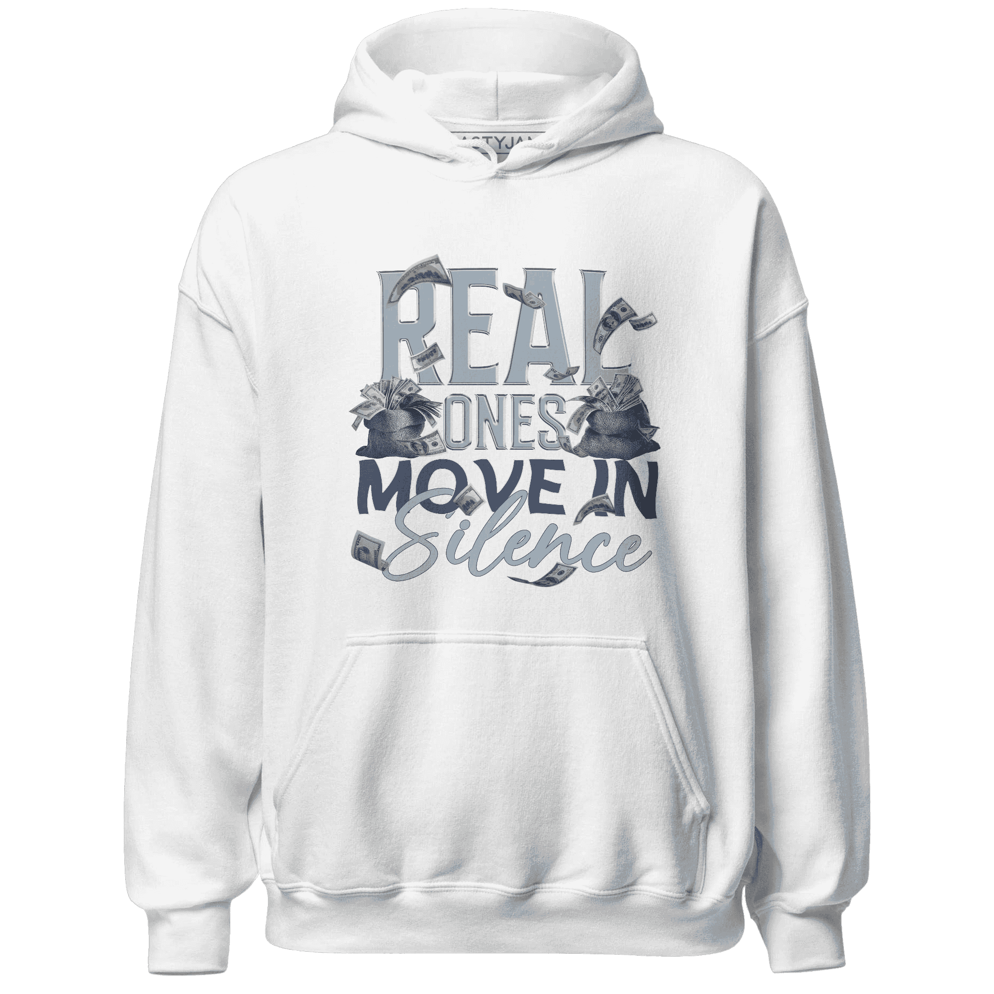 Mid Diffused Blue Grey 1s Hoodie Match Move In Silence Money - NastyJamz
