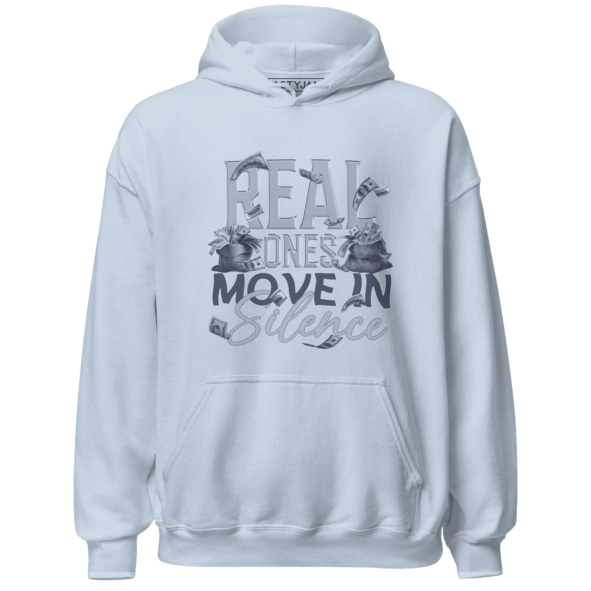 Mid Diffused Blue Grey 1s Hoodie Match Move In Silence Money - NastyJamz