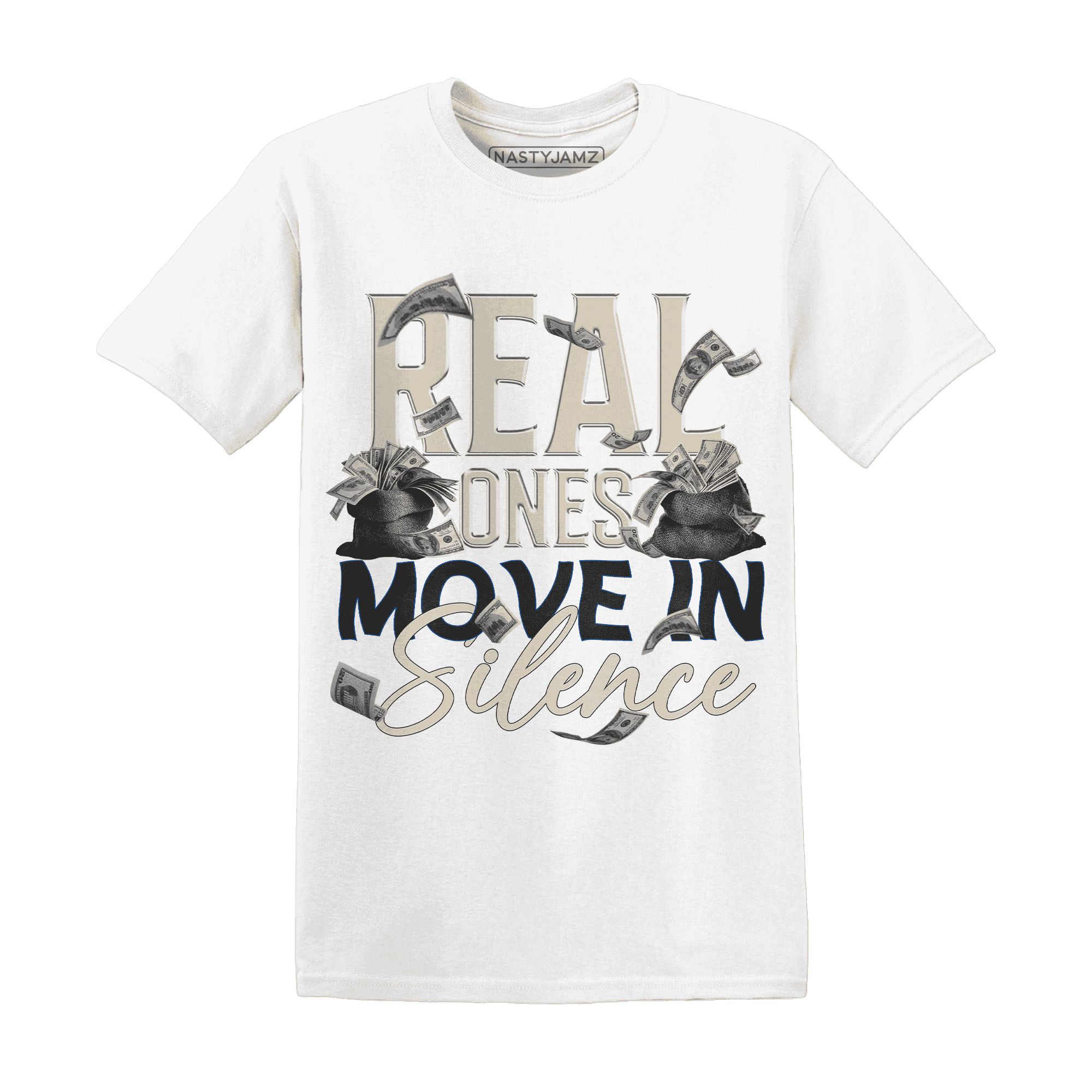 Quaiii 54 3s T Shirt Match Move In Silence Money - NastyJamz