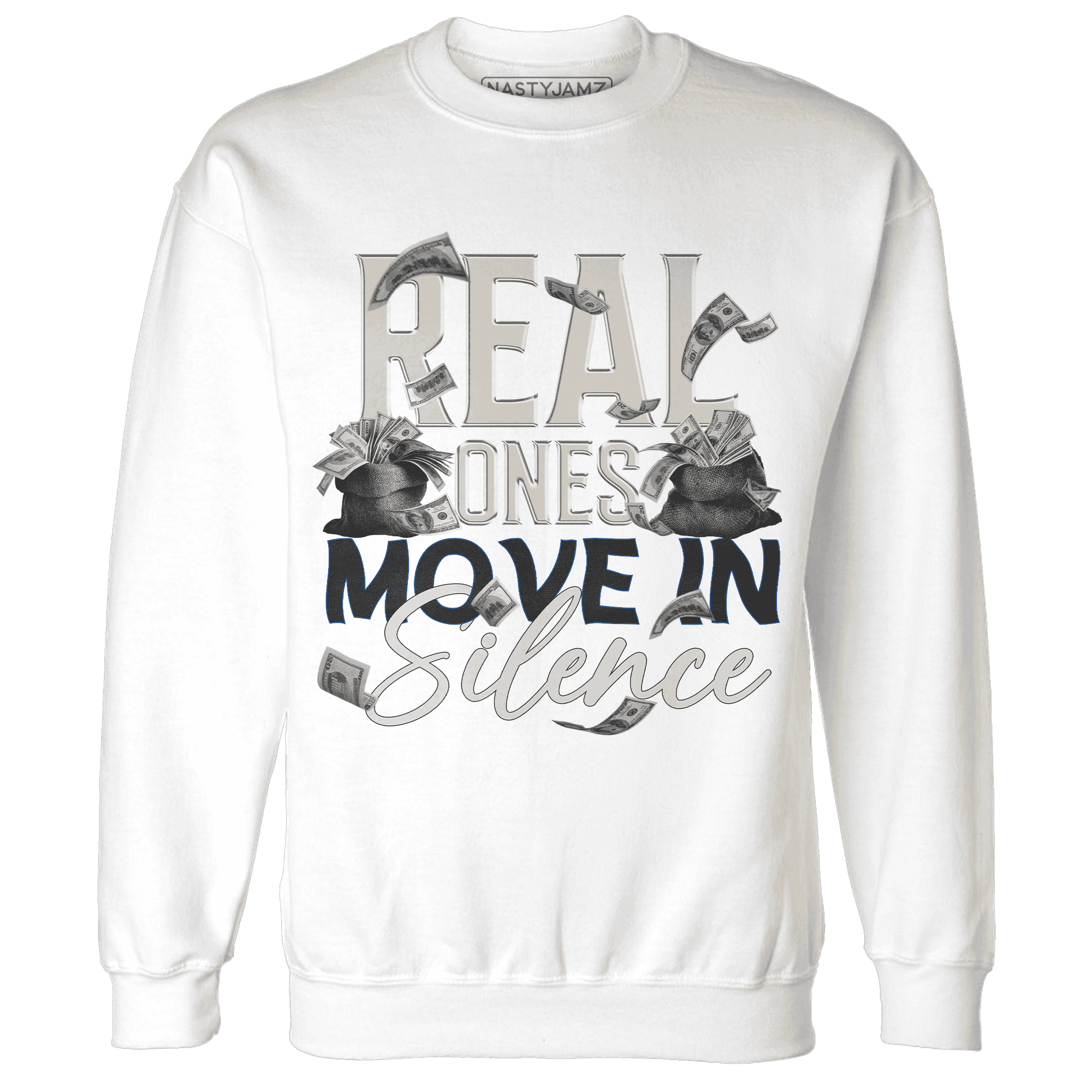 Quaiii 54 3s Sweatshirt Match Move In Silence Money - NastyJamz