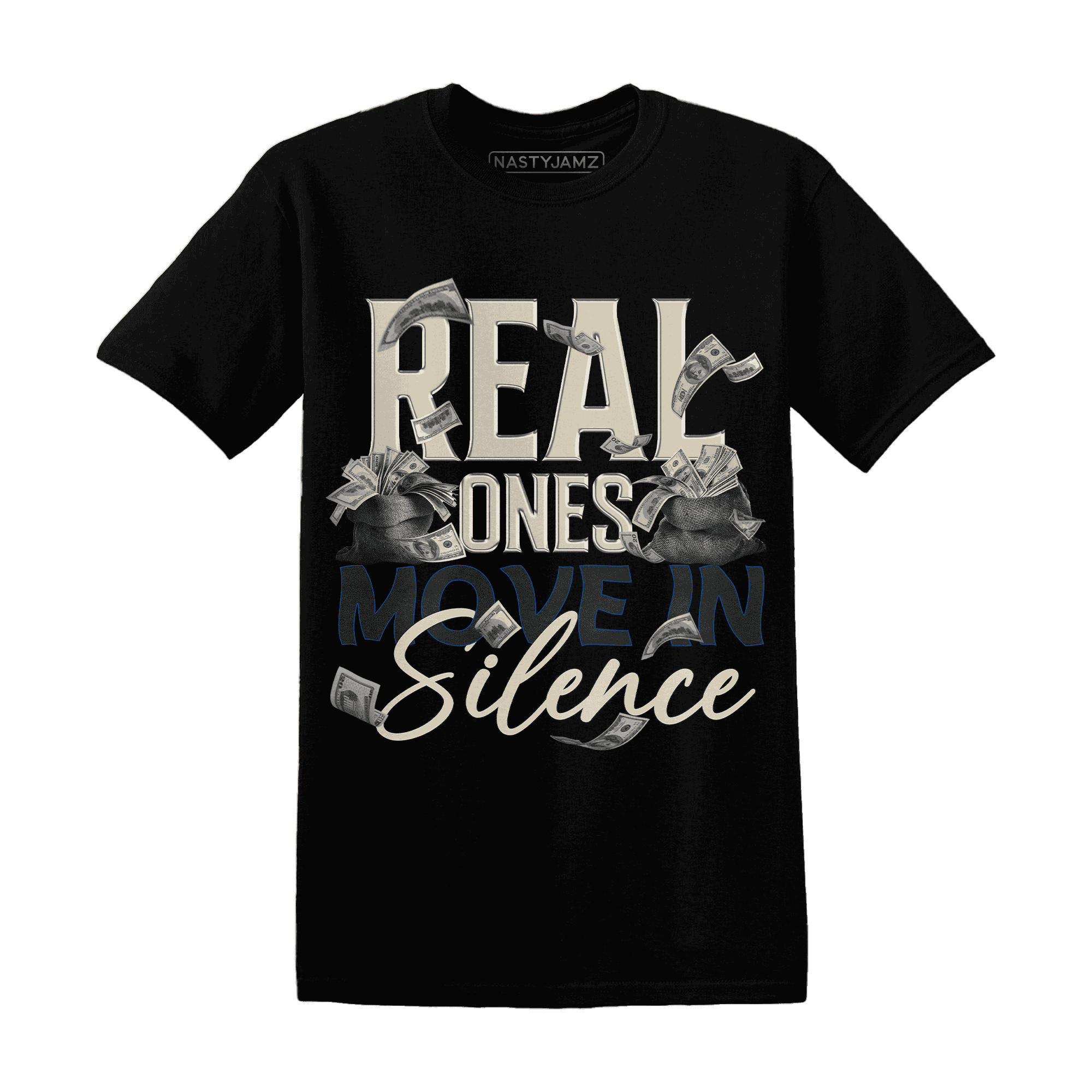 Quaiii 54 3s T Shirt Match Move In Silence Money - NastyJamz