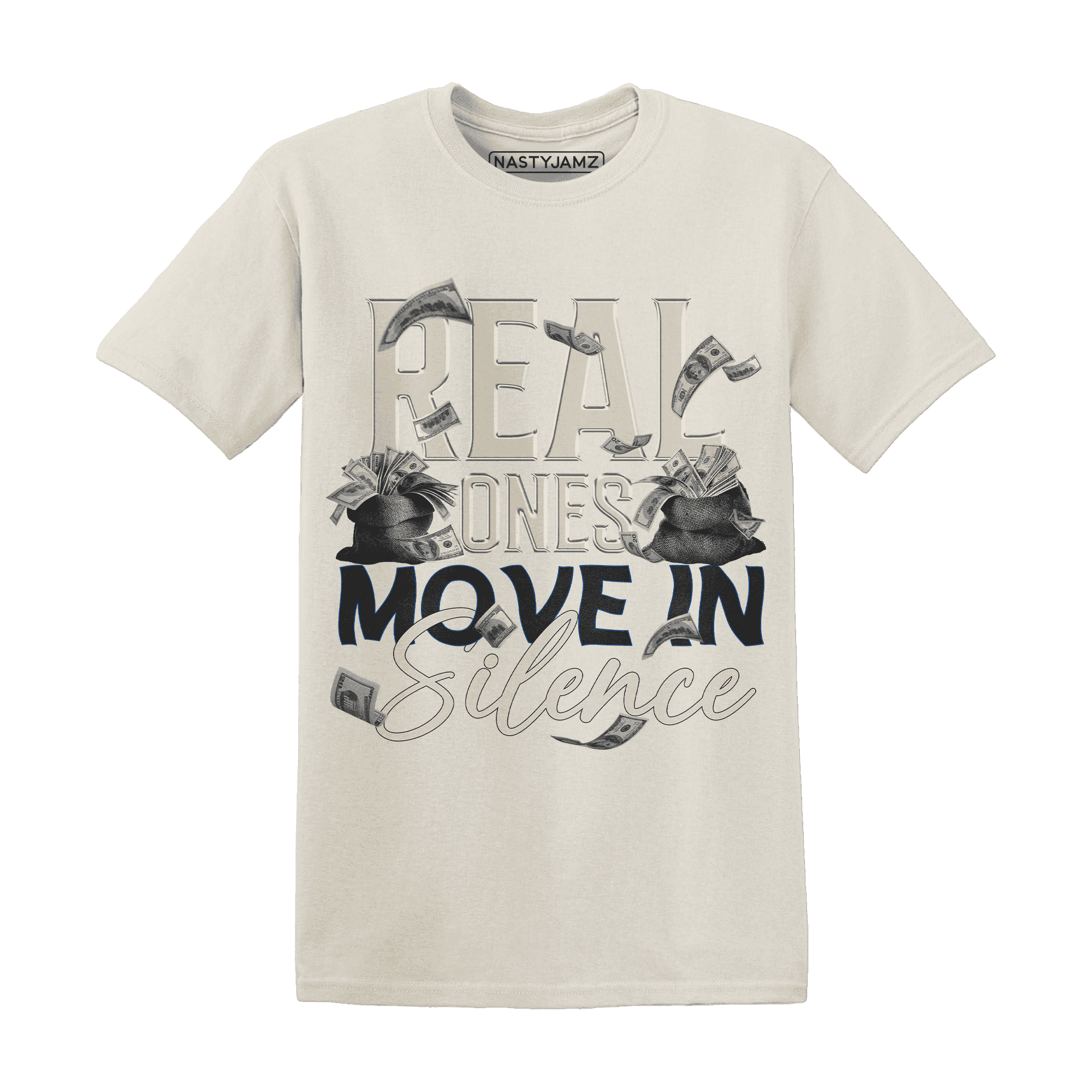 Quaiii 54 3s T Shirt Match Move In Silence Money - NastyJamz
