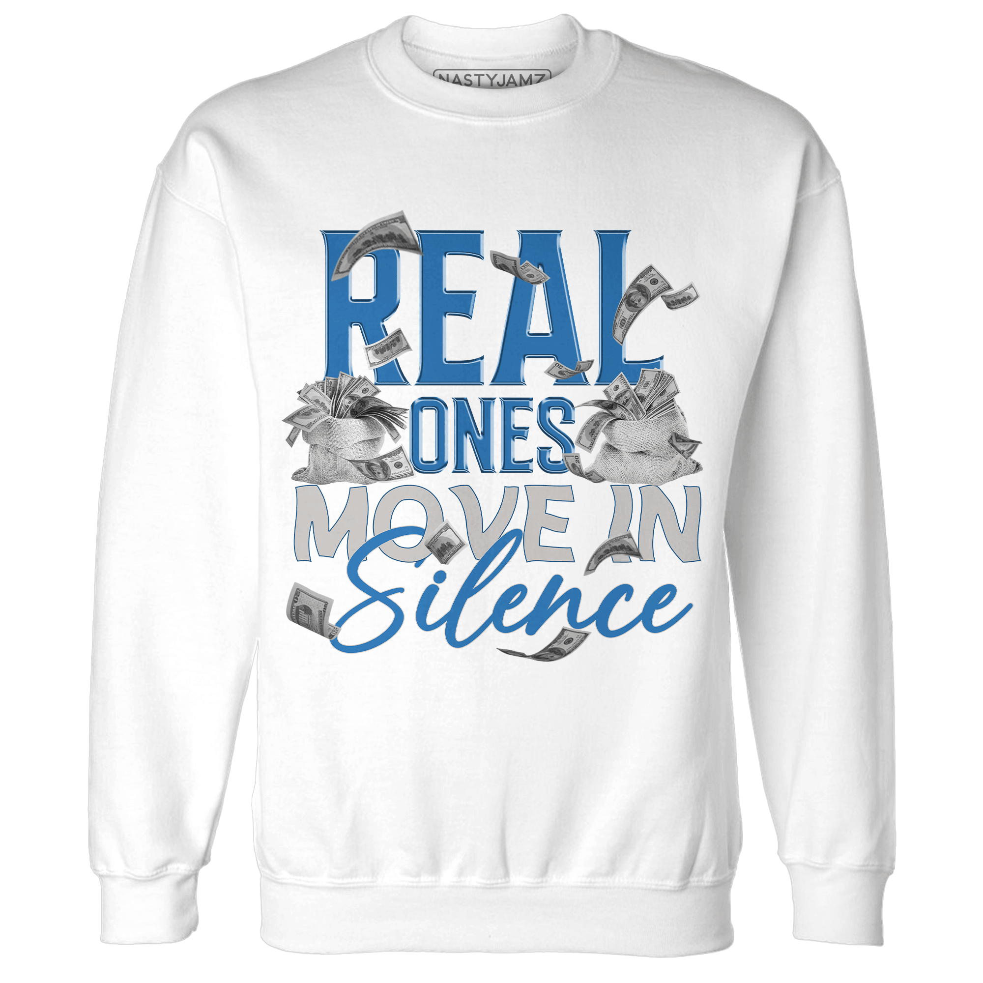 Industrial Blue 4s Sweatshirt Match Move In Silence Money - NastyJamz