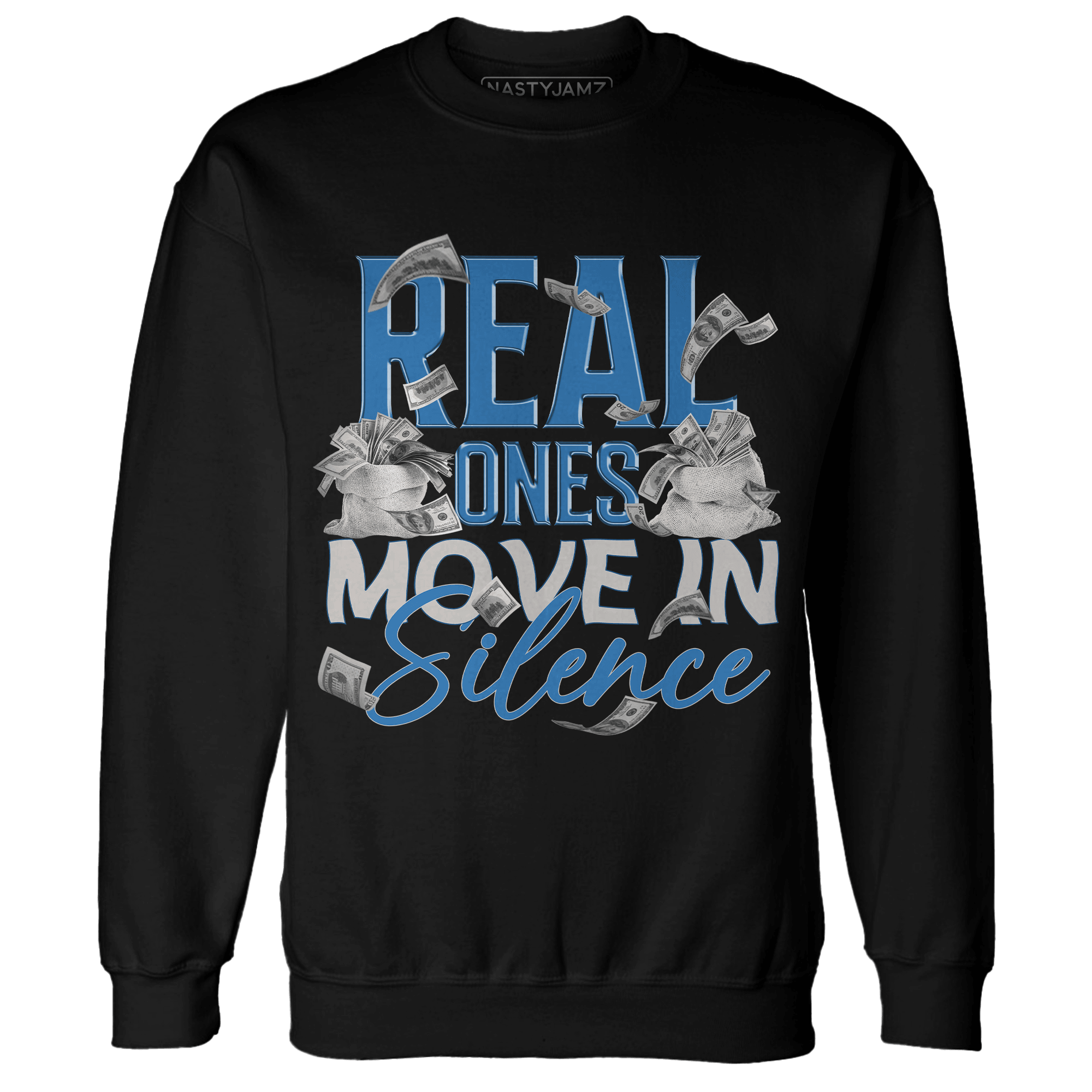 Industrial Blue 4s Sweatshirt Match Move In Silence Money - NastyJamz