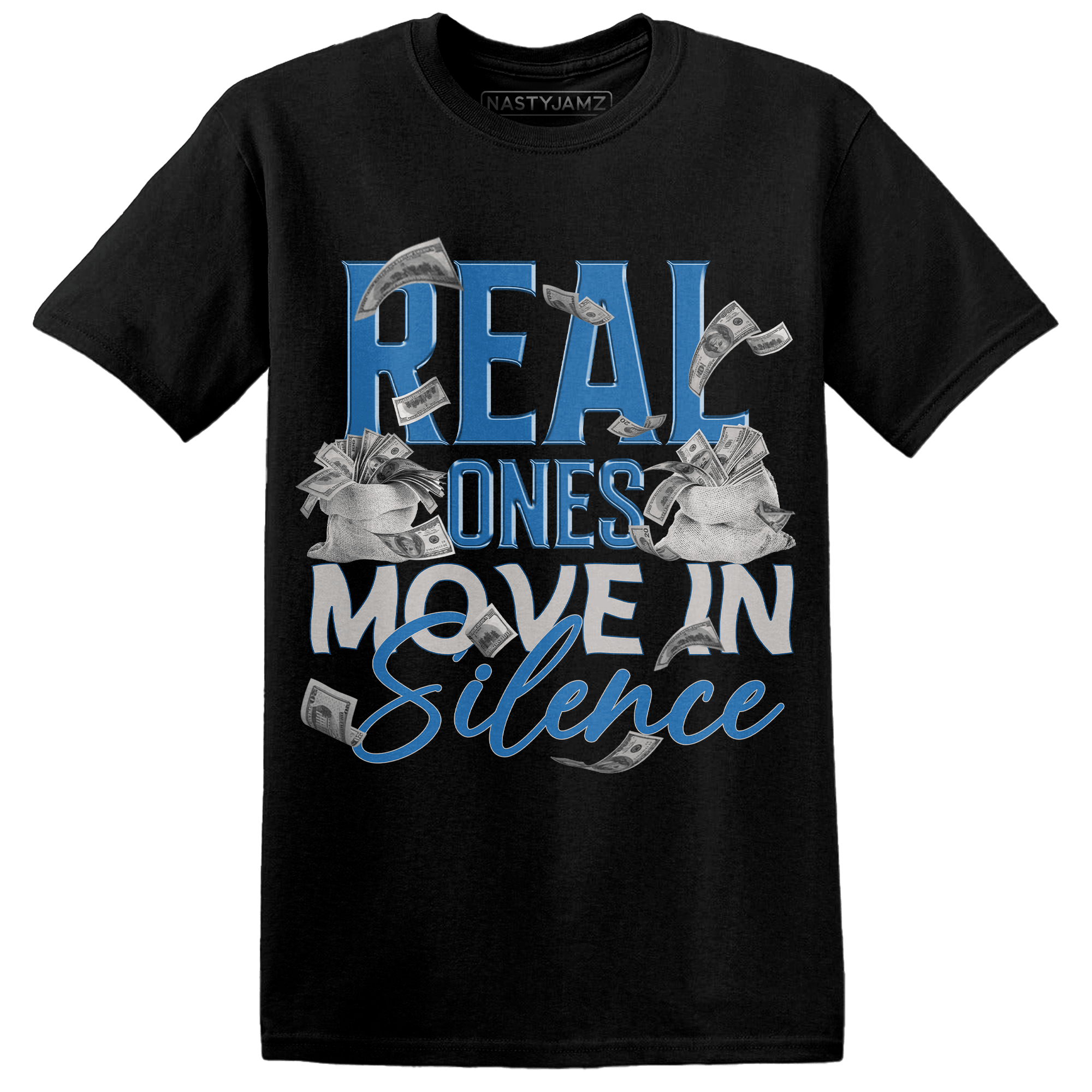 Industrial Blue 4s T Shirt Match Move In Silence Money - NastyJamz