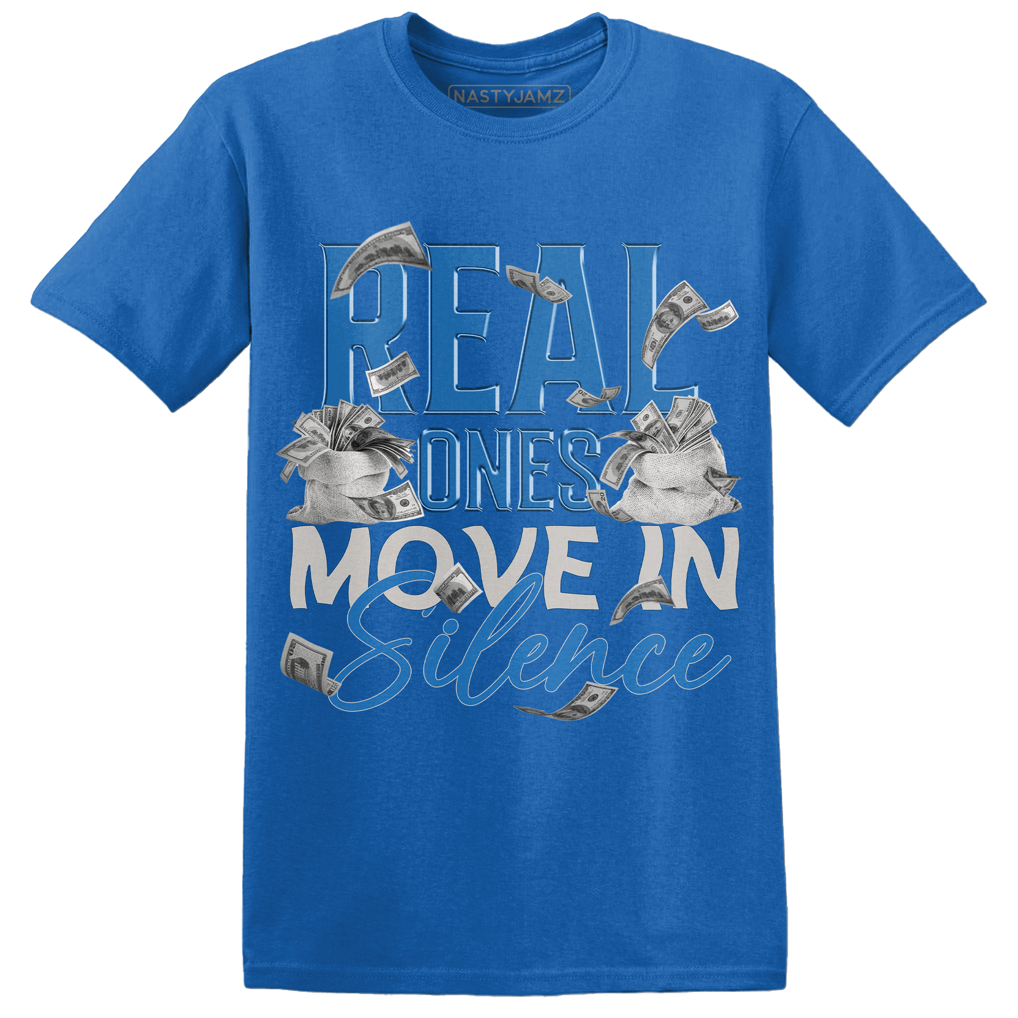 Industrial Blue 4s T Shirt Match Move In Silence Money - NastyJamz