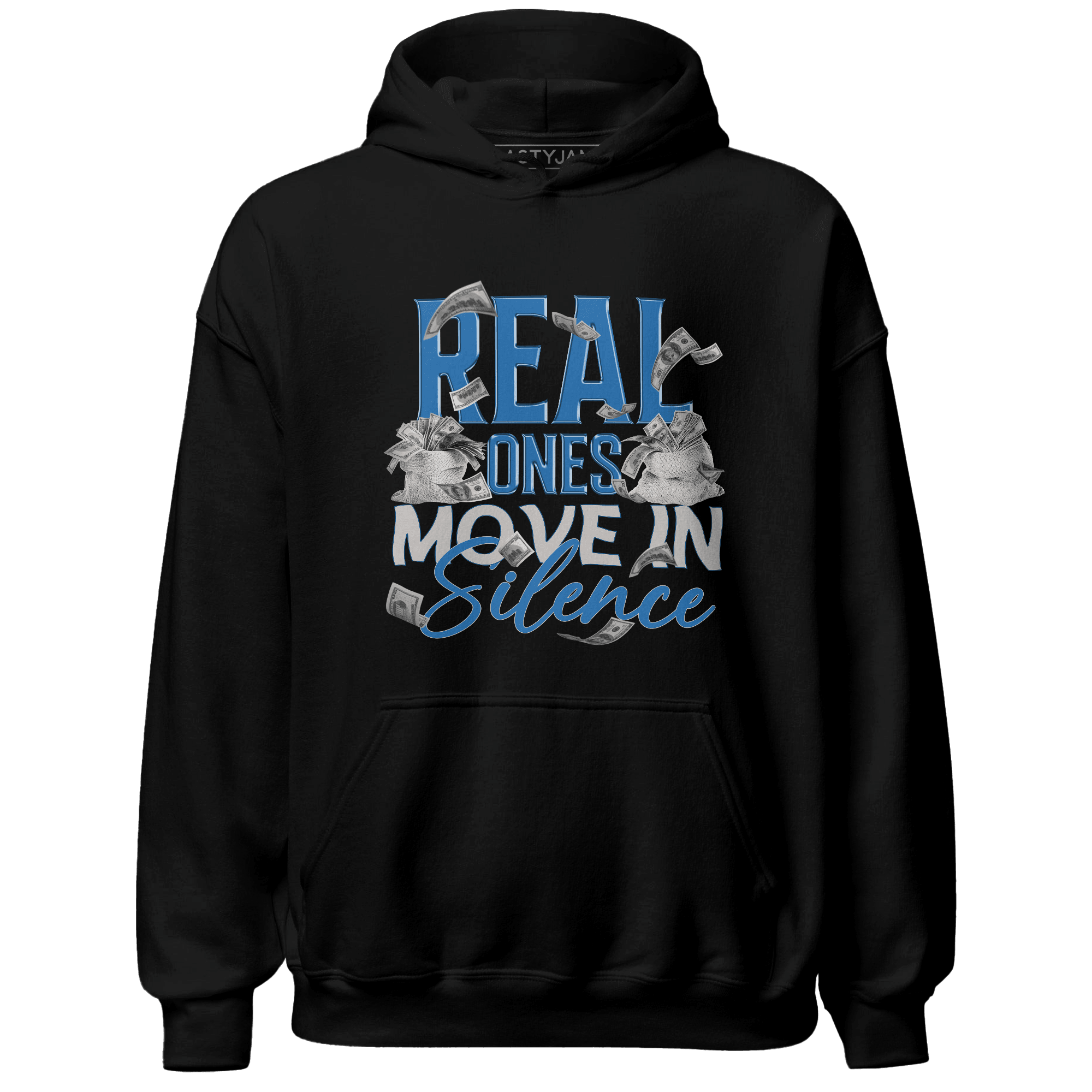 Industrial Blue 4s Hoodie Match Move In Silence Money - NastyJamz