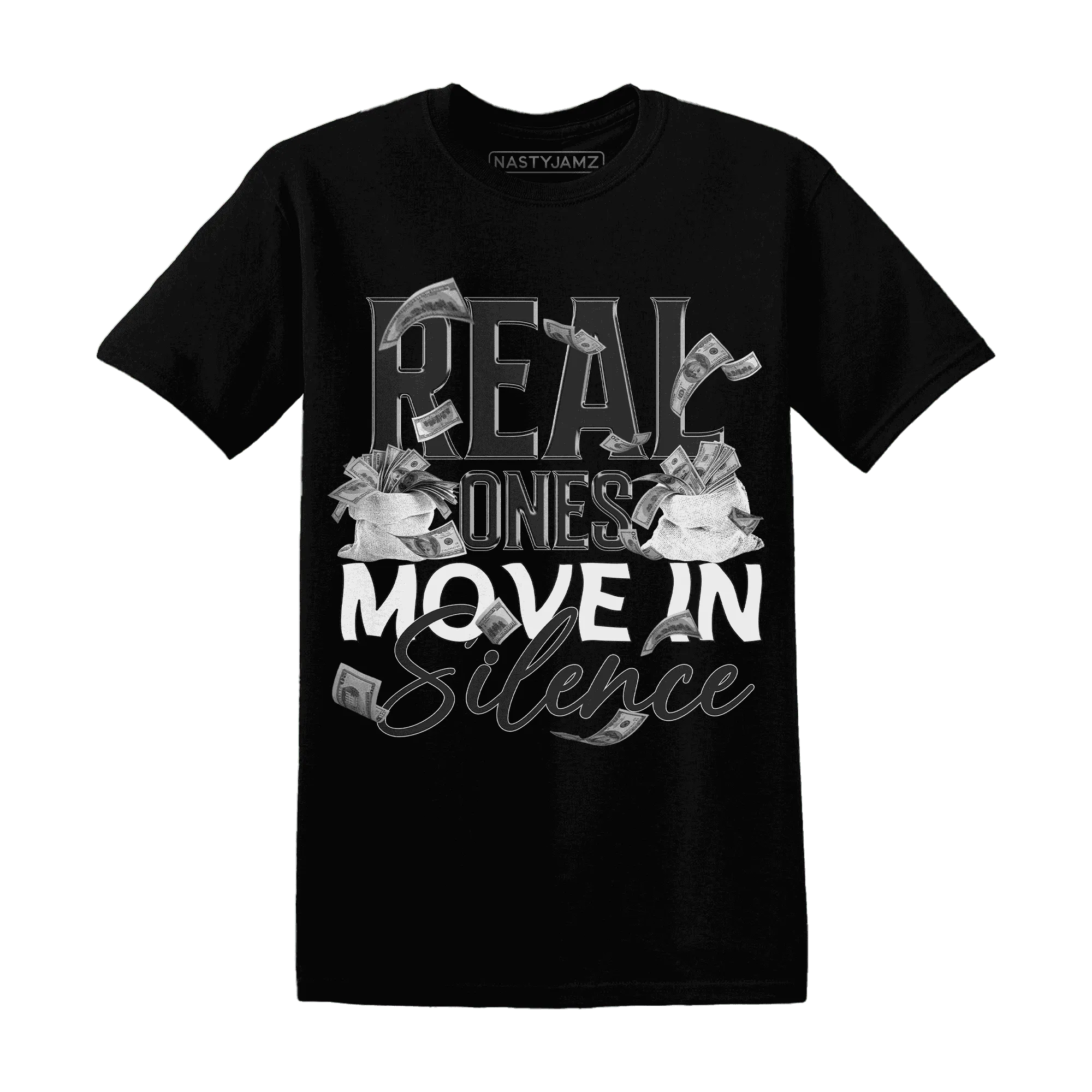 White-Thunder-4s-T-Shirt-Match-Move-In-Silence-Money