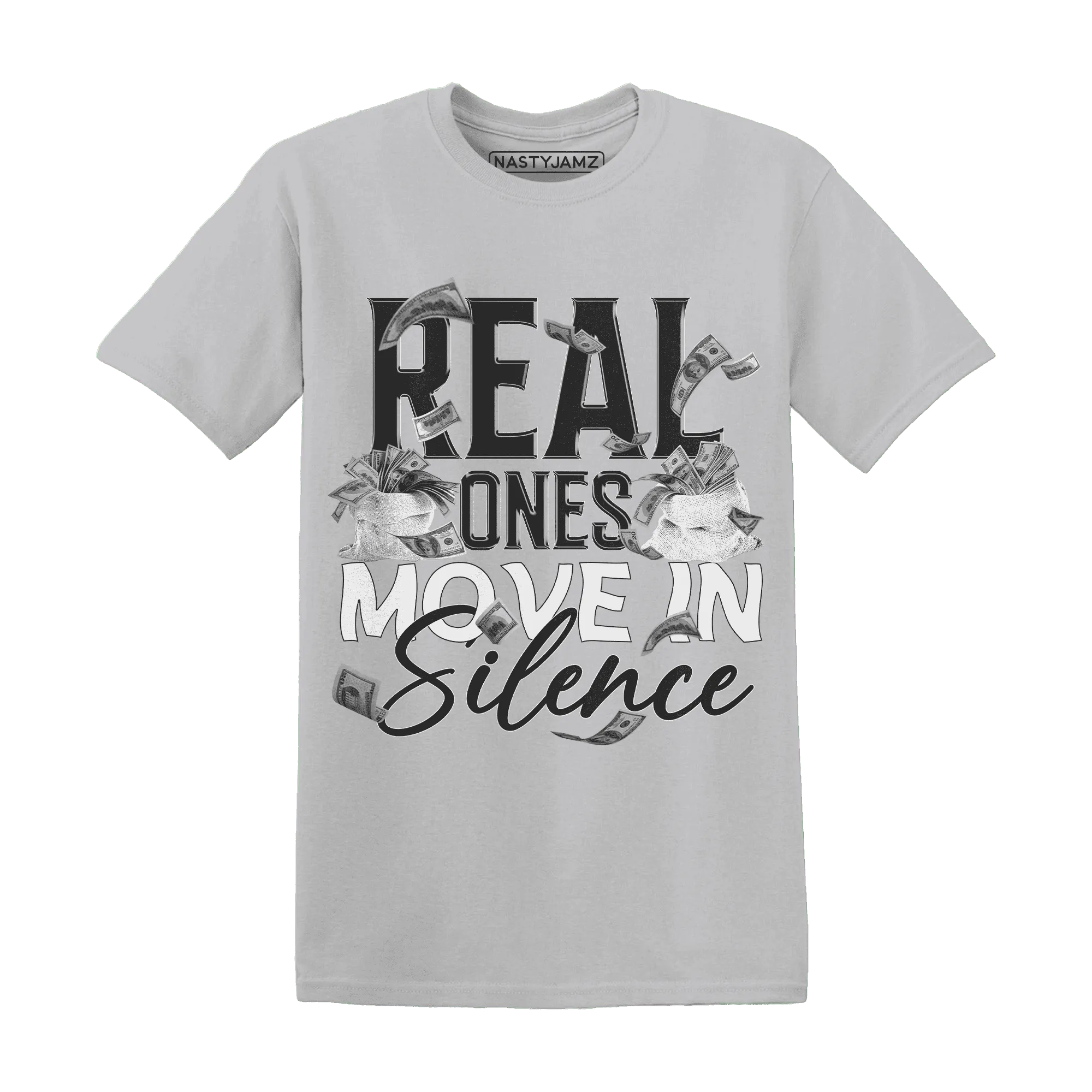 White-Thunder-4s-T-Shirt-Match-Move-In-Silence-Money