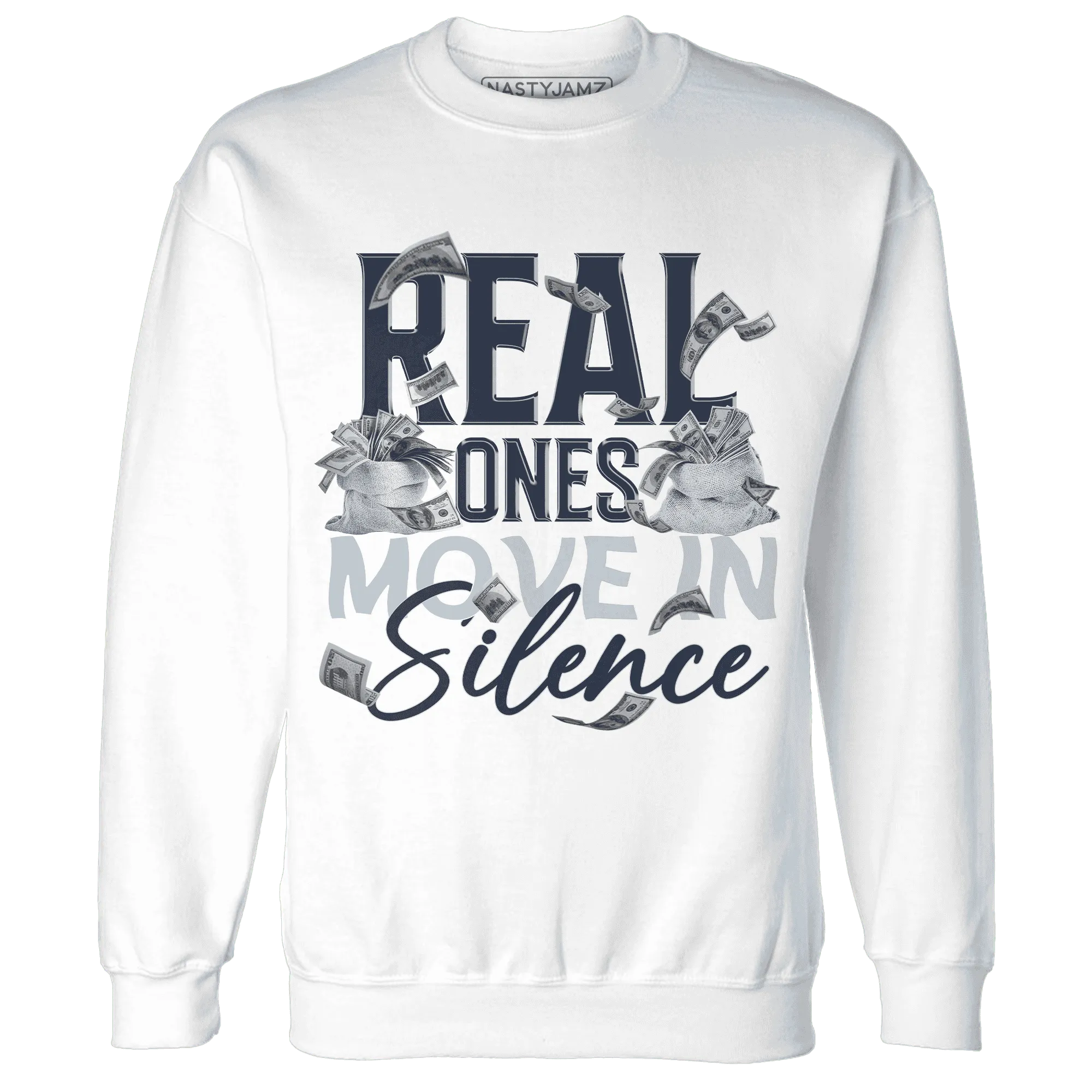 White-Navy-6s-Sweatshirt-Match-Move-In-Silence-Money
