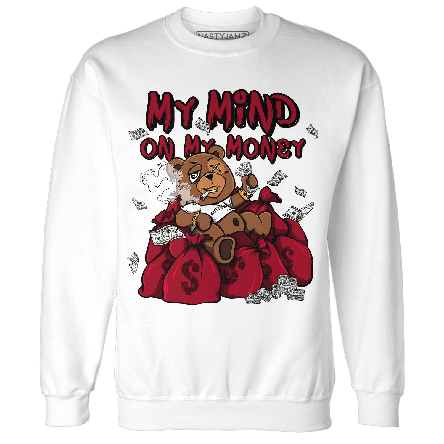 Retro Red Taxi 12s Sweatshirt Match My Mind On My Money BER - NastyJamz