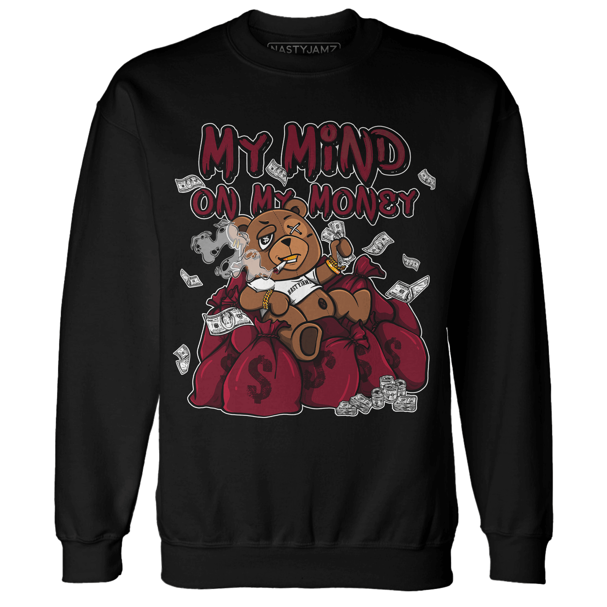 High White Team Red 1s Sweatshirt Match My Mind On My Money BER - NastyJamz