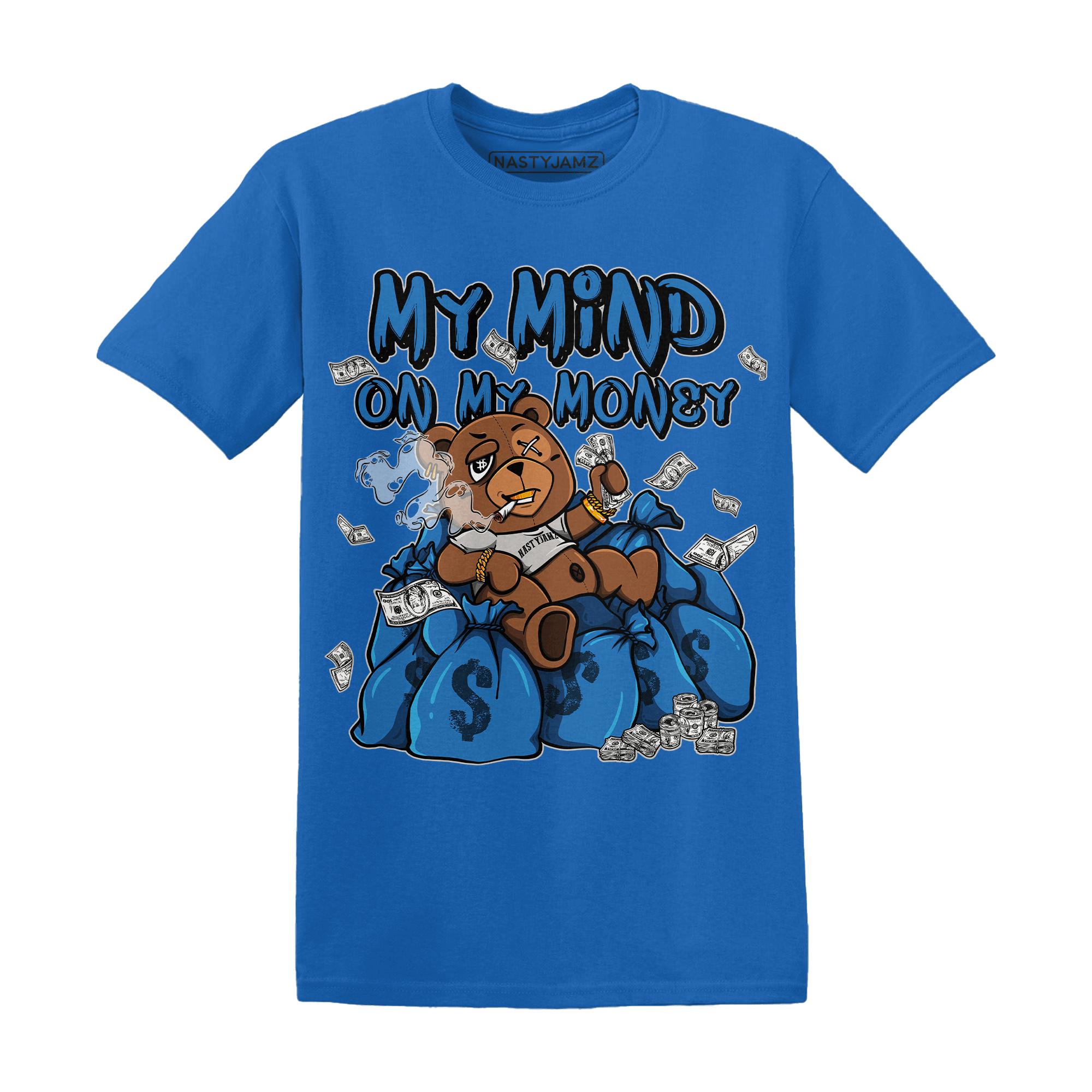 Industrial Blue 4s T Shirt Match My Mind On My Money BER - NastyJamz