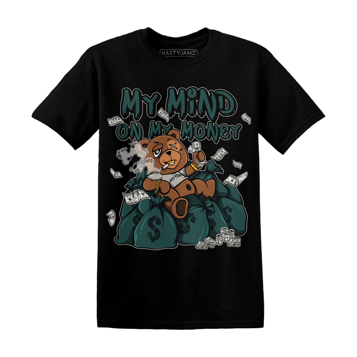 Oxidized Green 4s T Shirt Match My Mind On My Money BER - NastyJamz