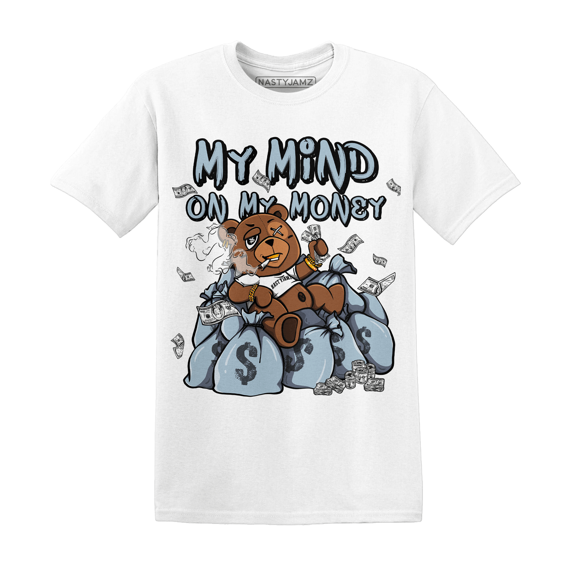 Blue Grey 13s T Shirt Match My Mind On My Money BER - NastyJamz