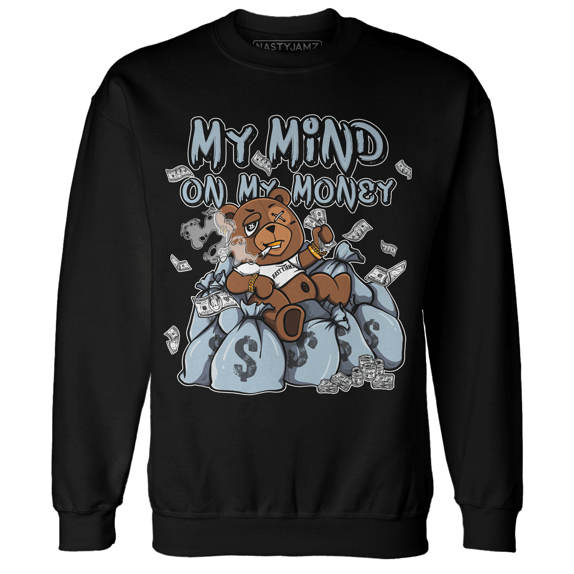 Blue Grey 13s Sweatshirt Match My Mind On My Money BER - NastyJamz