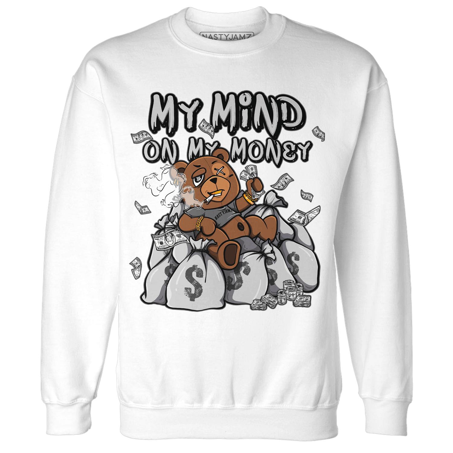 Retro High OG Black White 1s Sweatshirt Match My Mind On My Money BER - NastyJamz