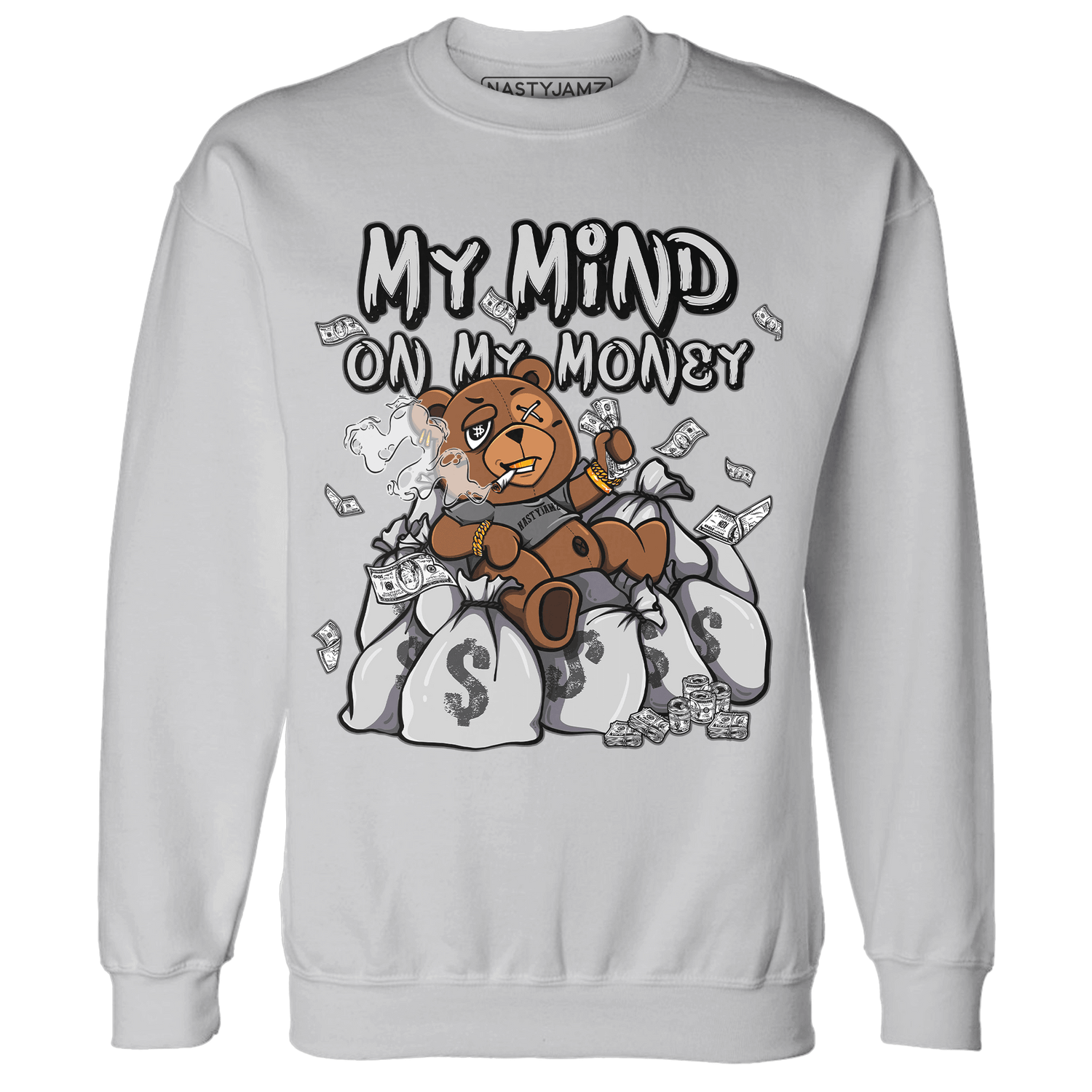 Retro High OG Black White 1s Sweatshirt Match My Mind On My Money BER - NastyJamz