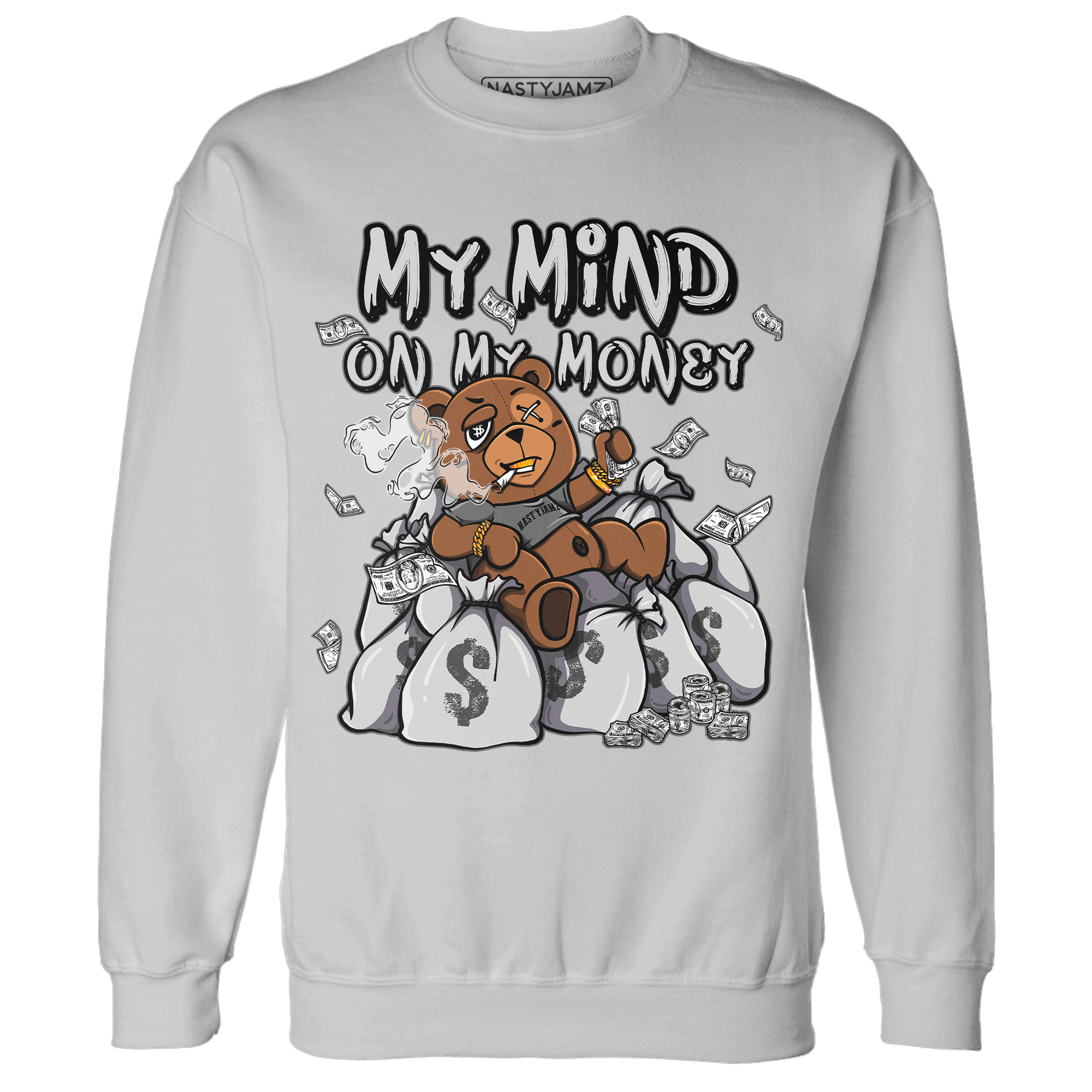 Retro High OG Black White 1s Sweatshirt Match My Mind On My Money BER - NastyJamz